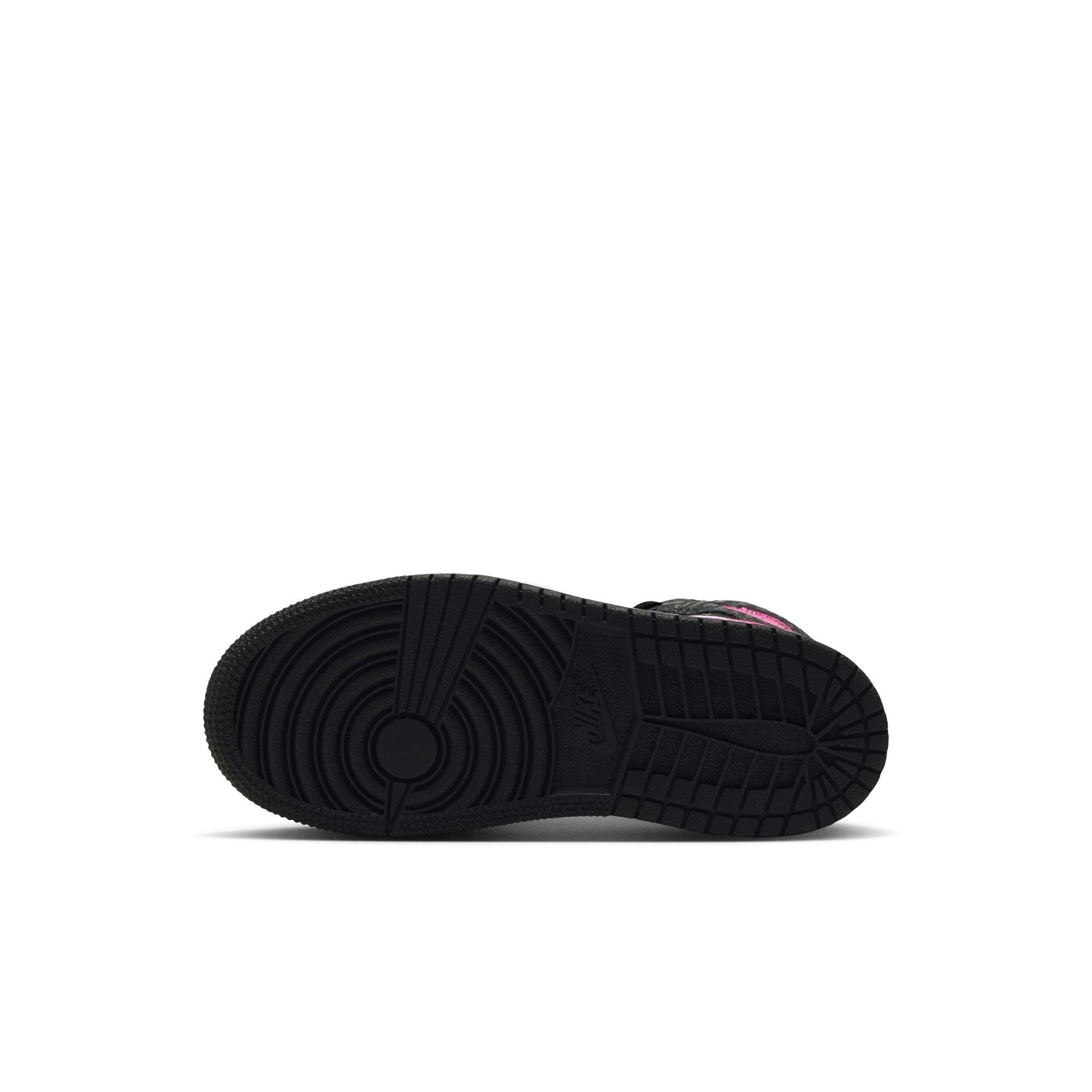 Jordan 1 Mid SE "Black/Laser Fuchsia/Anthracite/White" Preschool Girls' Shoe - BLACK/PINK