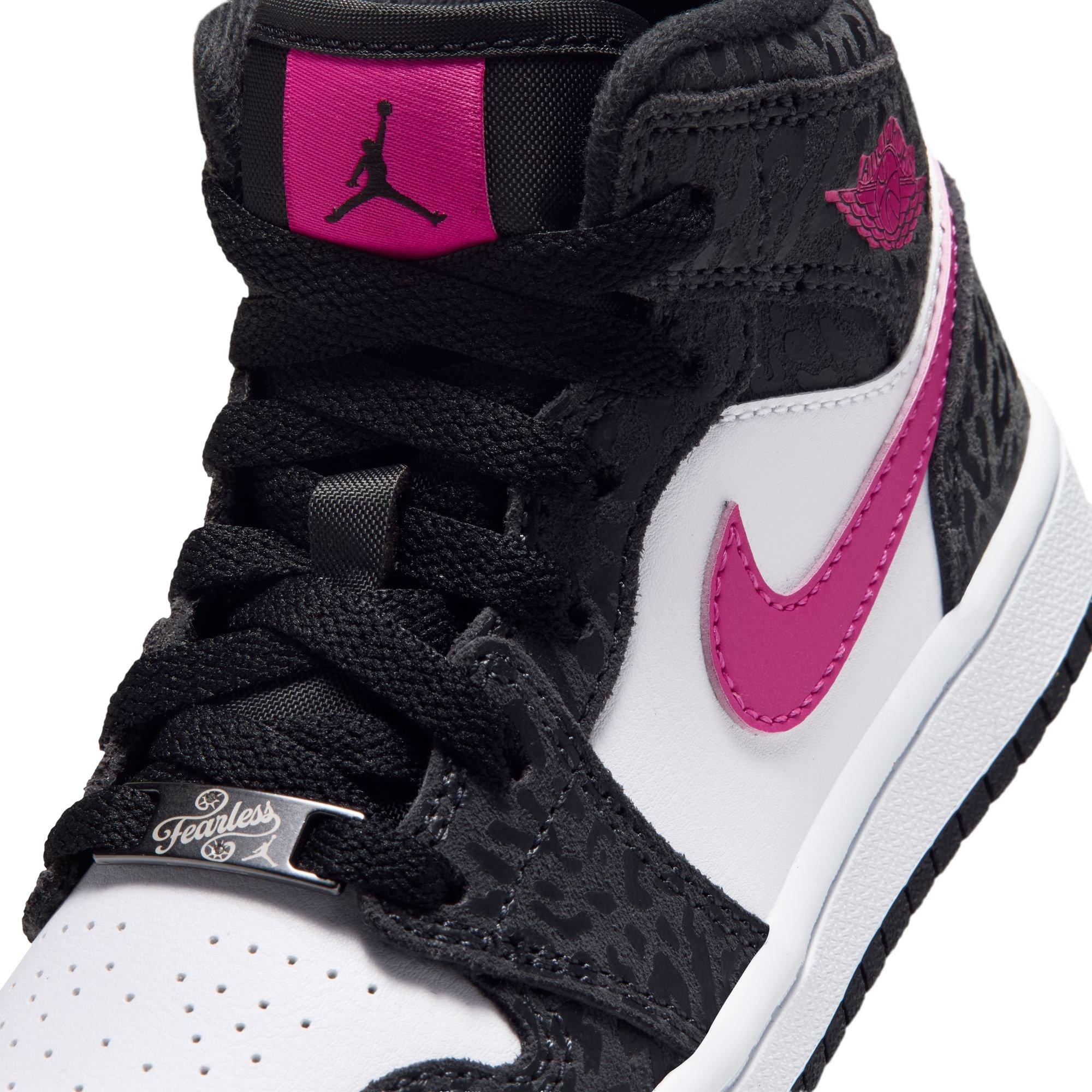 Jordan 1 Mid SE "Black/Laser Fuchsia/Anthracite/White" Preschool Girls' Shoe - BLACK/PINK
