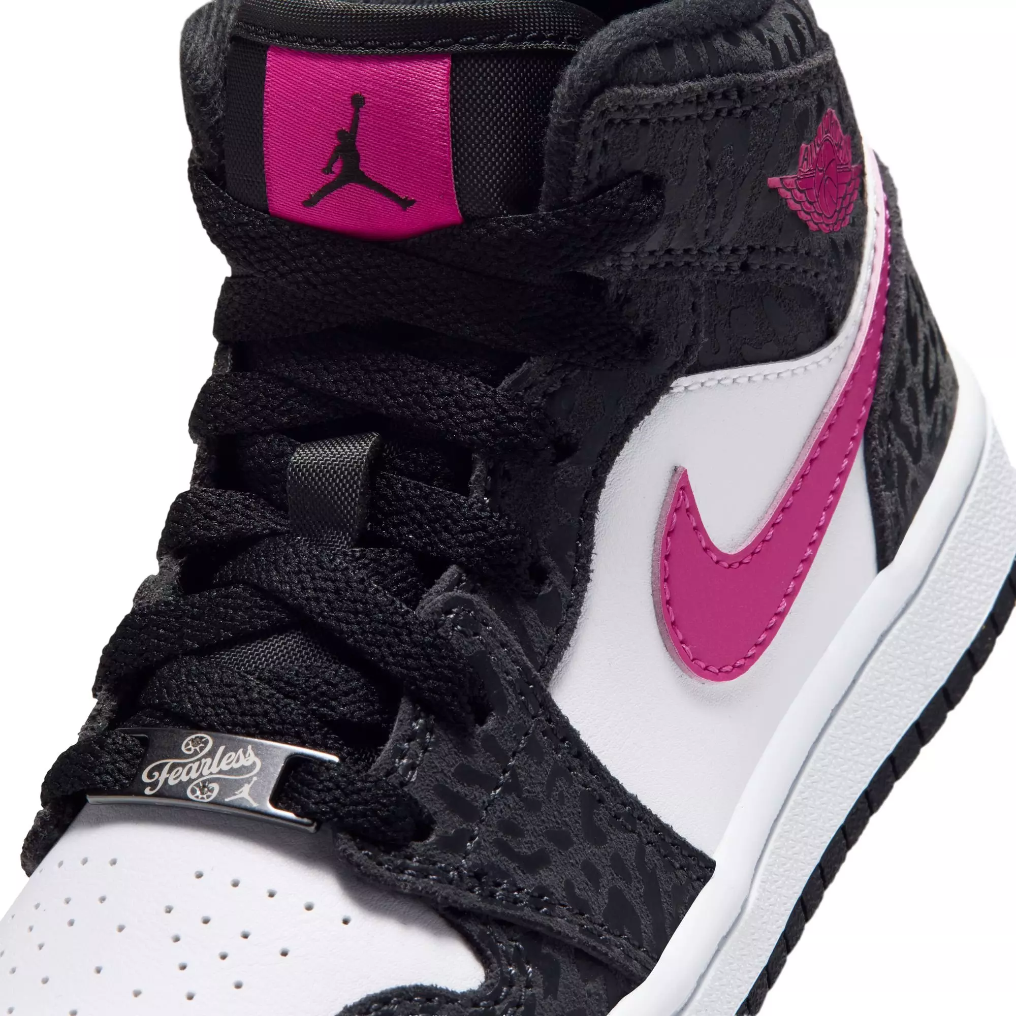 Jordan 1 Mid SE "Black/Laser Fuchsia/Anthracite/White" Preschool Girls' Shoe - BLACK/PINK