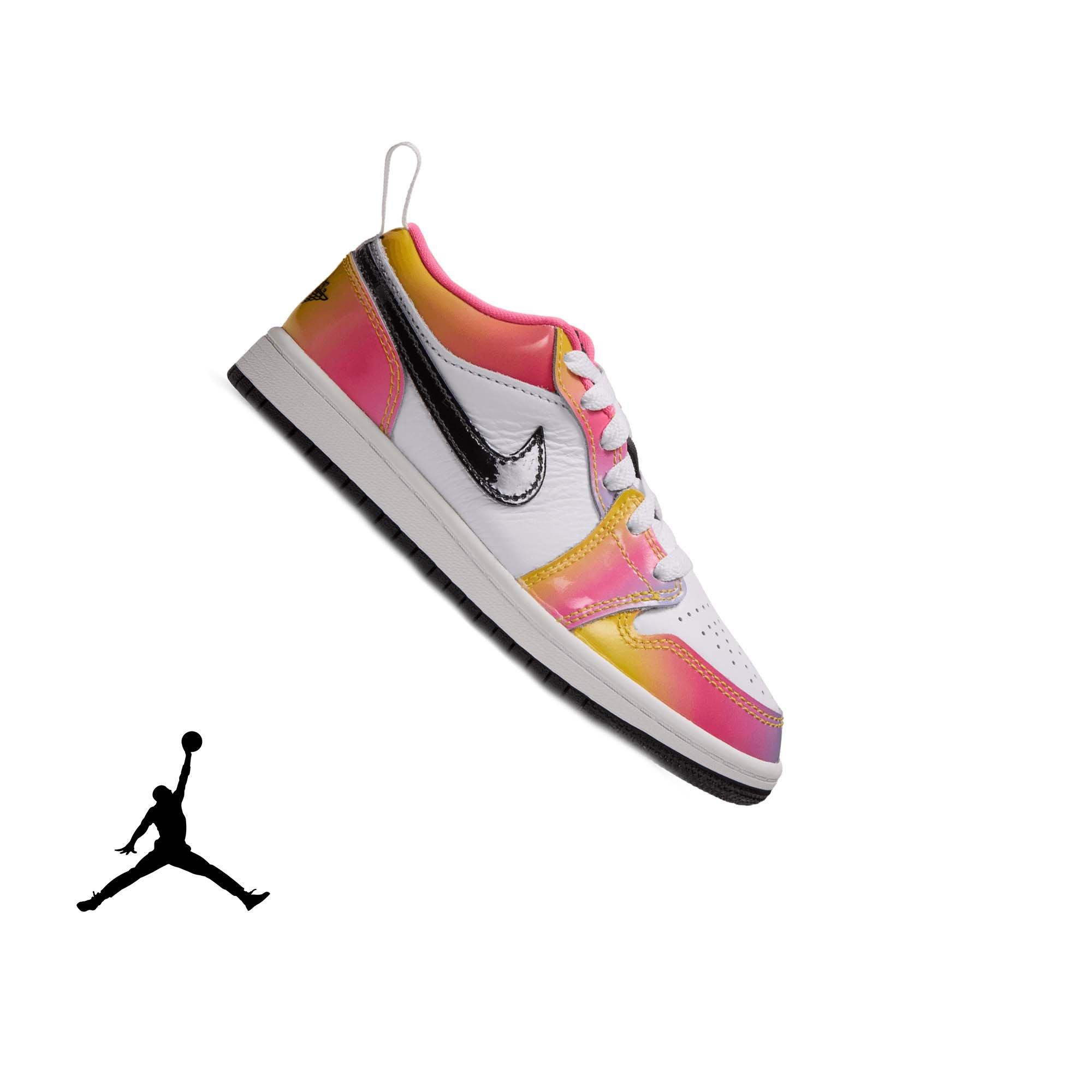 Jordan 1 Low SE "Space Jam" Preschool Kids' Shoe - WHITE/BLACK/LASER PINK/YELLOW ZEST