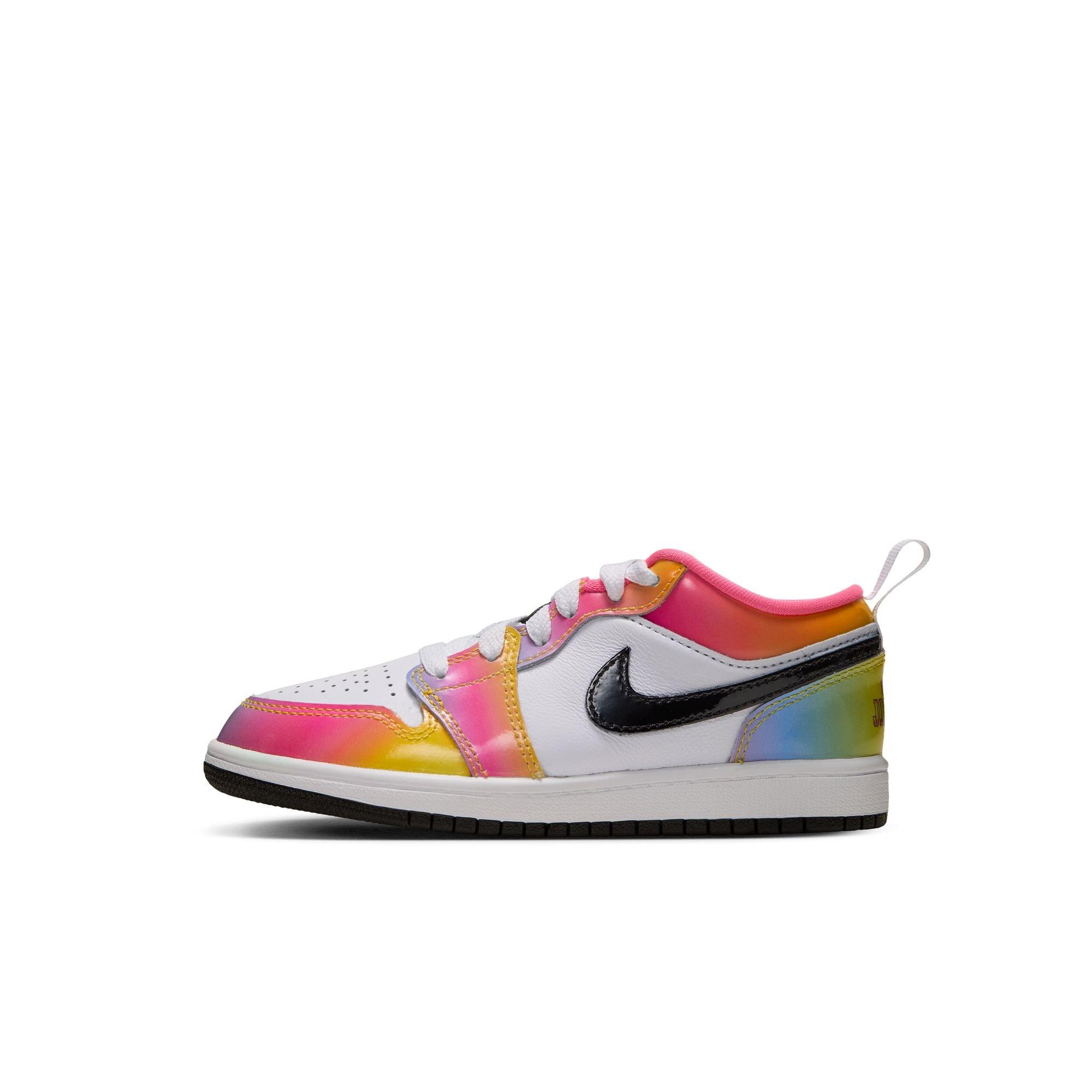 Jordan 1 Low SE "Space Jam" Preschool Kids' Shoe - WHITE/BLACK/LASER PINK/YELLOW ZEST
