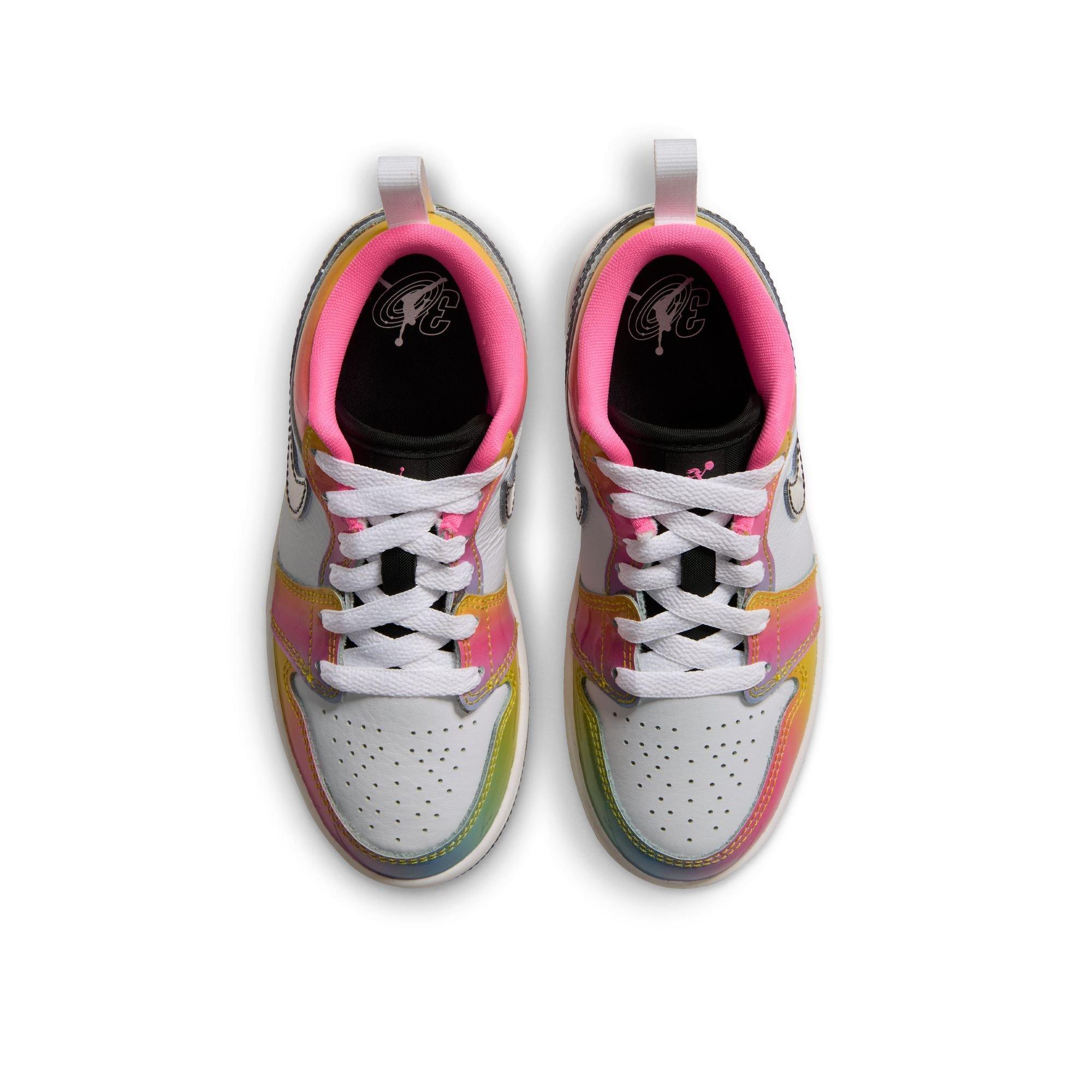 Jordan 1 Low SE "Space Jam" Preschool Kids' Shoe - WHITE/BLACK/LASER PINK/YELLOW ZEST