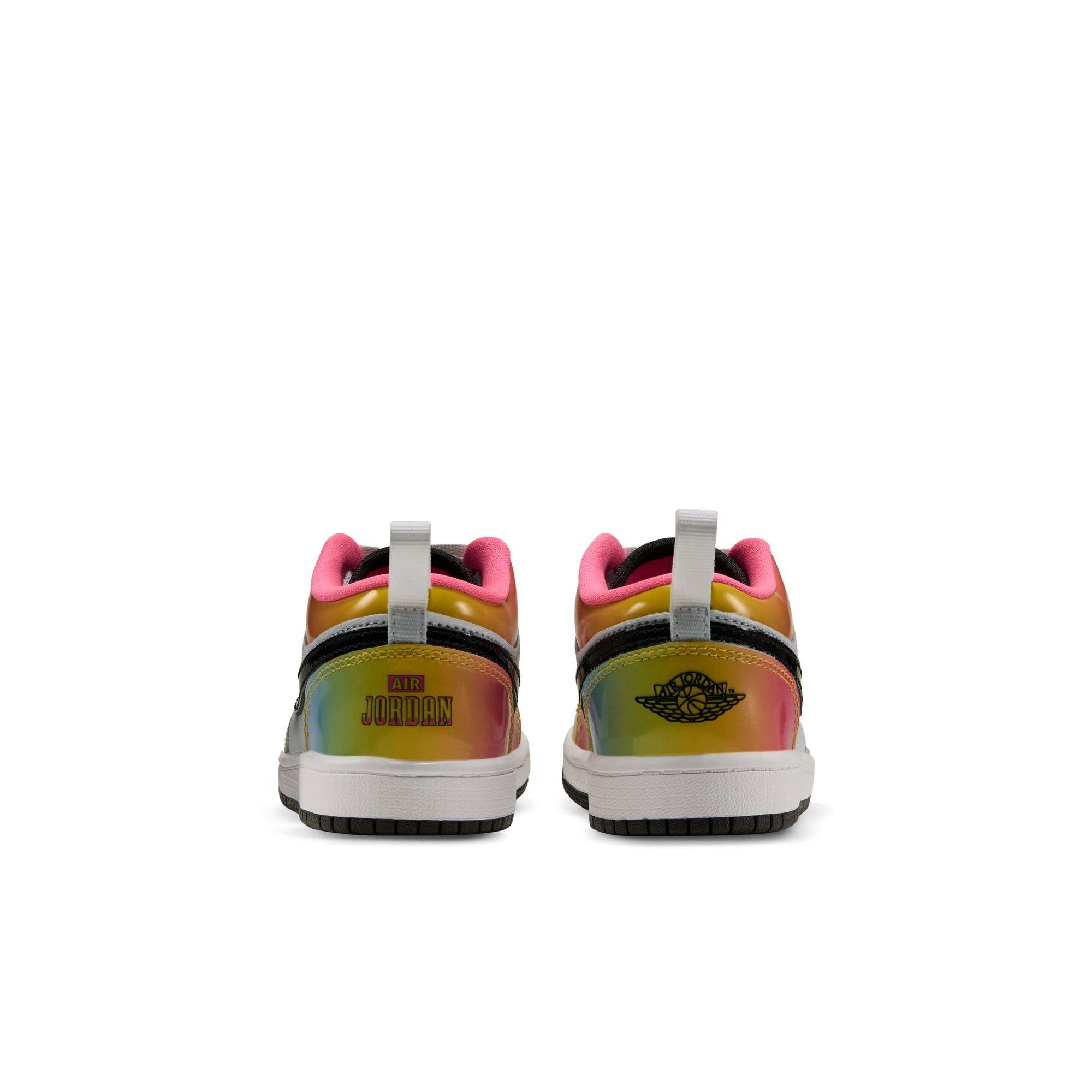 Jordan 1 Low SE "Space Jam" Preschool Kids' Shoe - WHITE/BLACK/LASER PINK/YELLOW ZEST