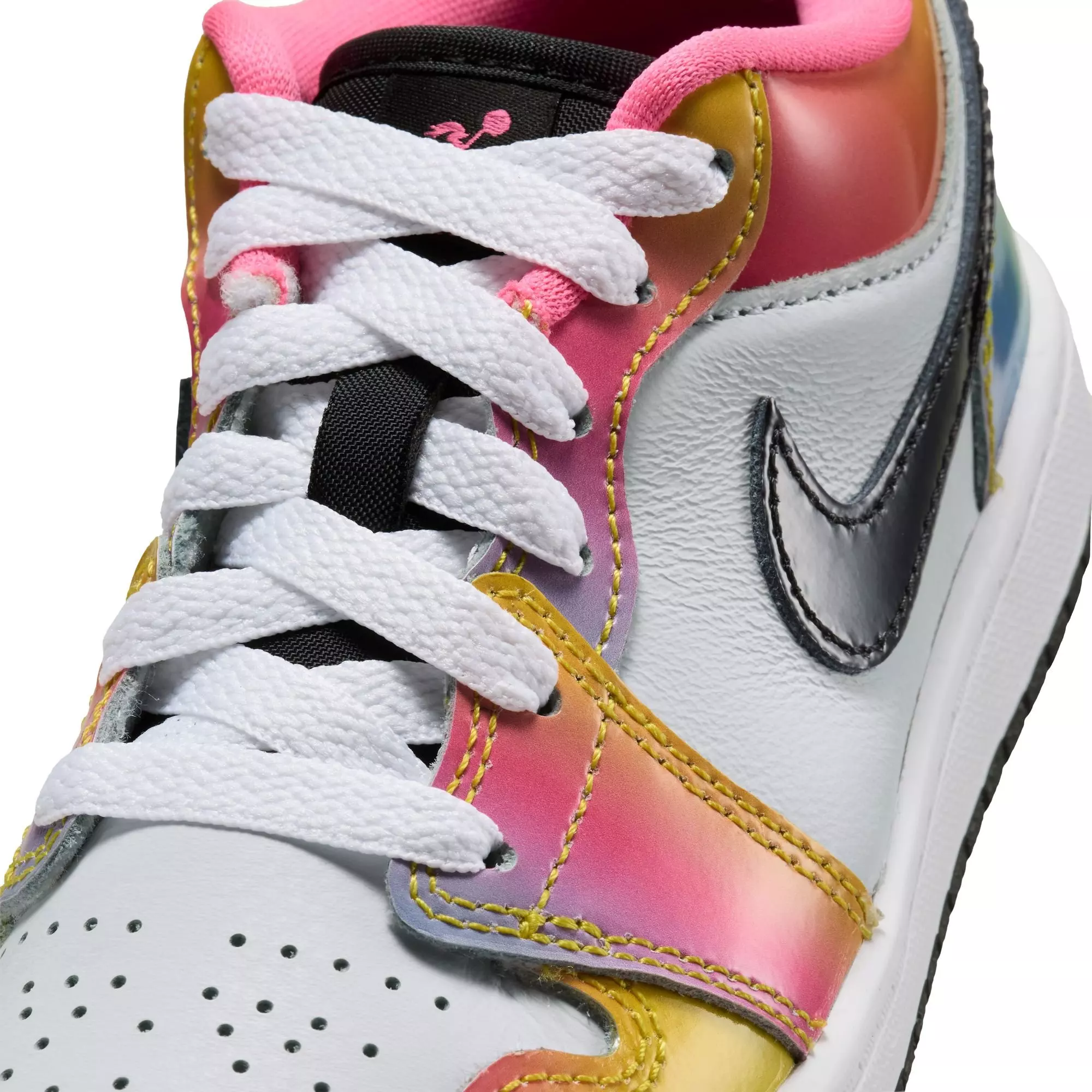 Jordan 1 Low SE "Space Jam" Preschool Kids' Shoe - WHITE/BLACK/LASER PINK/YELLOW ZEST