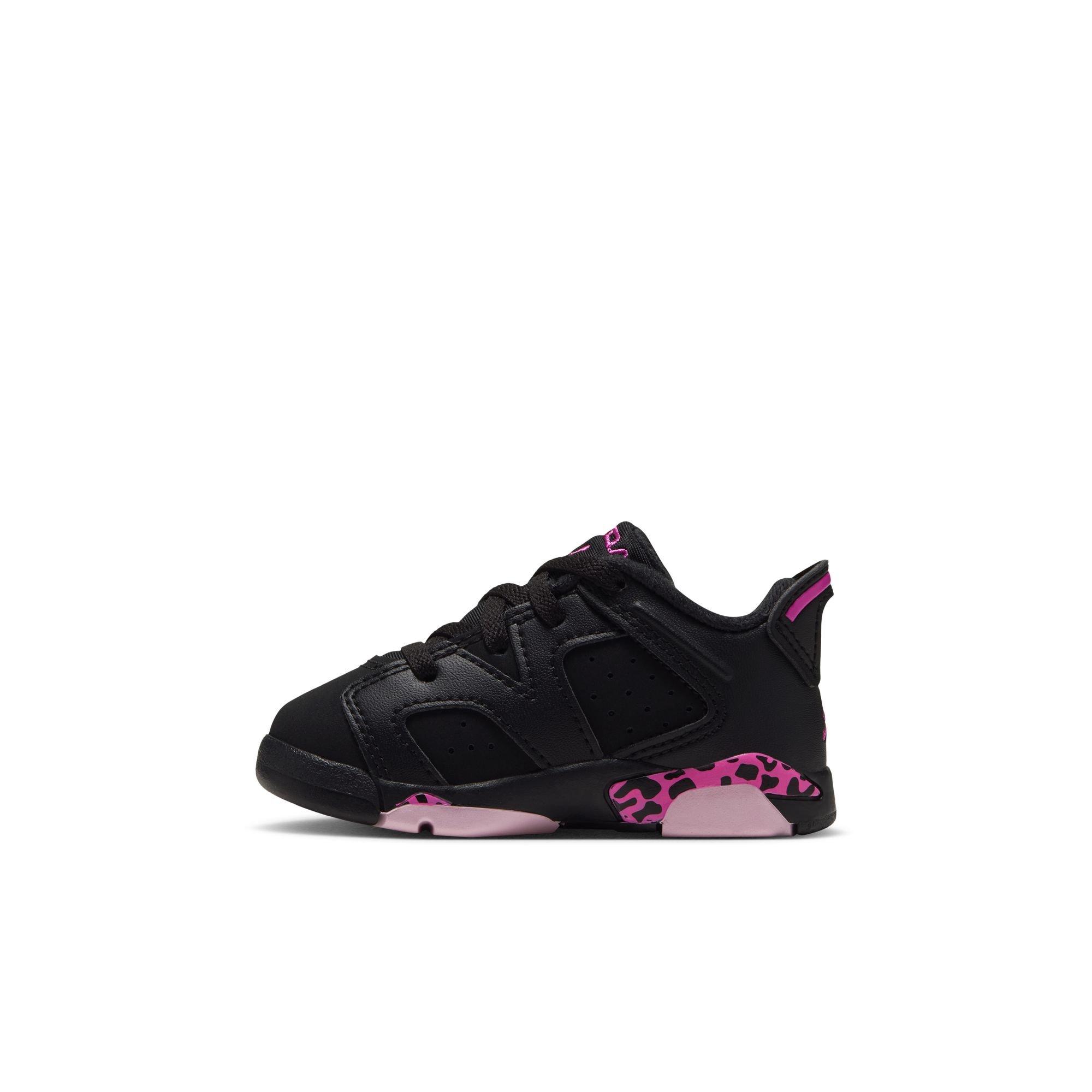 Jordan 6 Retro "Fierce Pink" Toddler Kids' Shoe - BLACK/LASER FUCHSIA/PINK FOAM