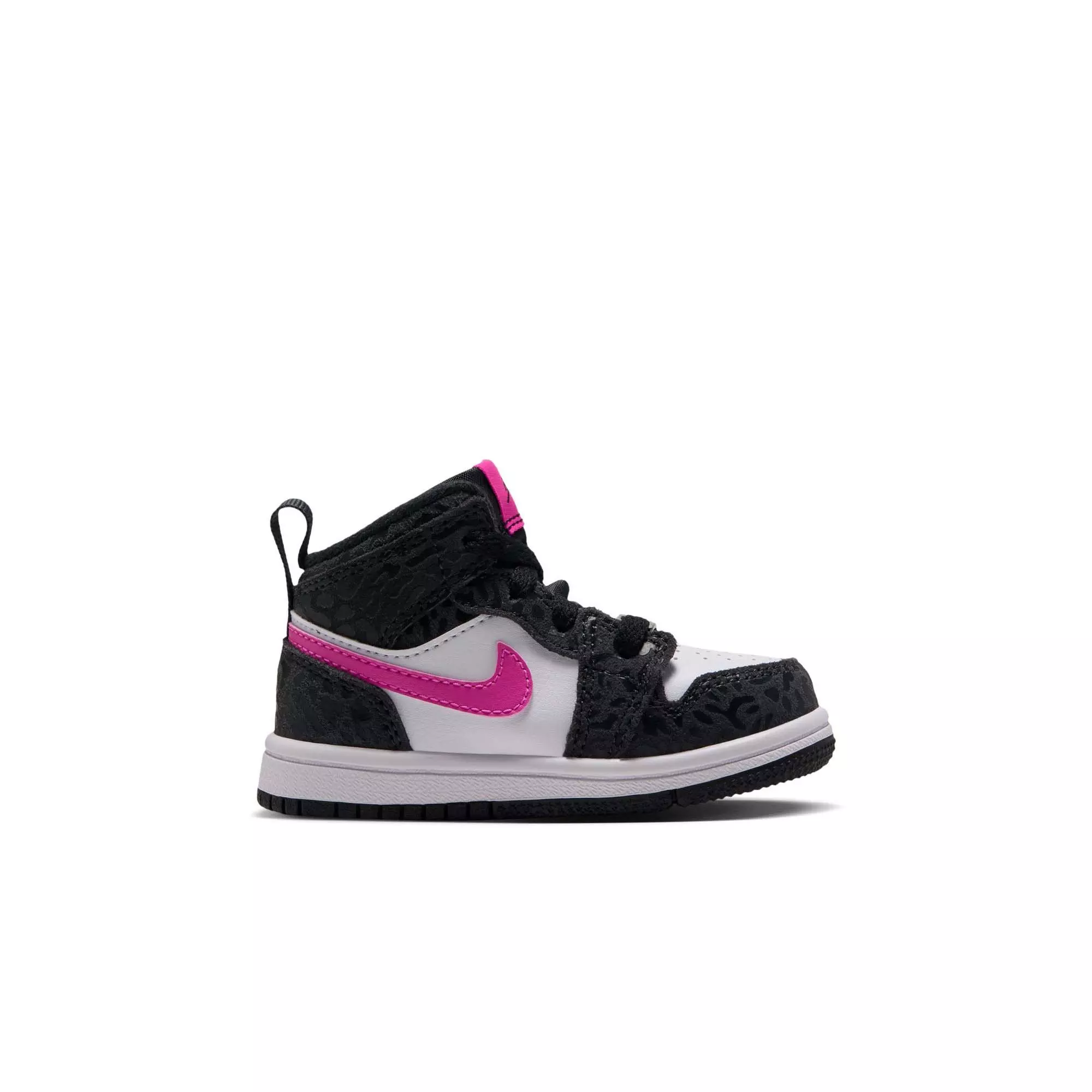 Jordan 1 Mid SE "Black/Laser Fuchsia/Anthracite/White" Toddler Girls' Shoe - BLACK/PINK