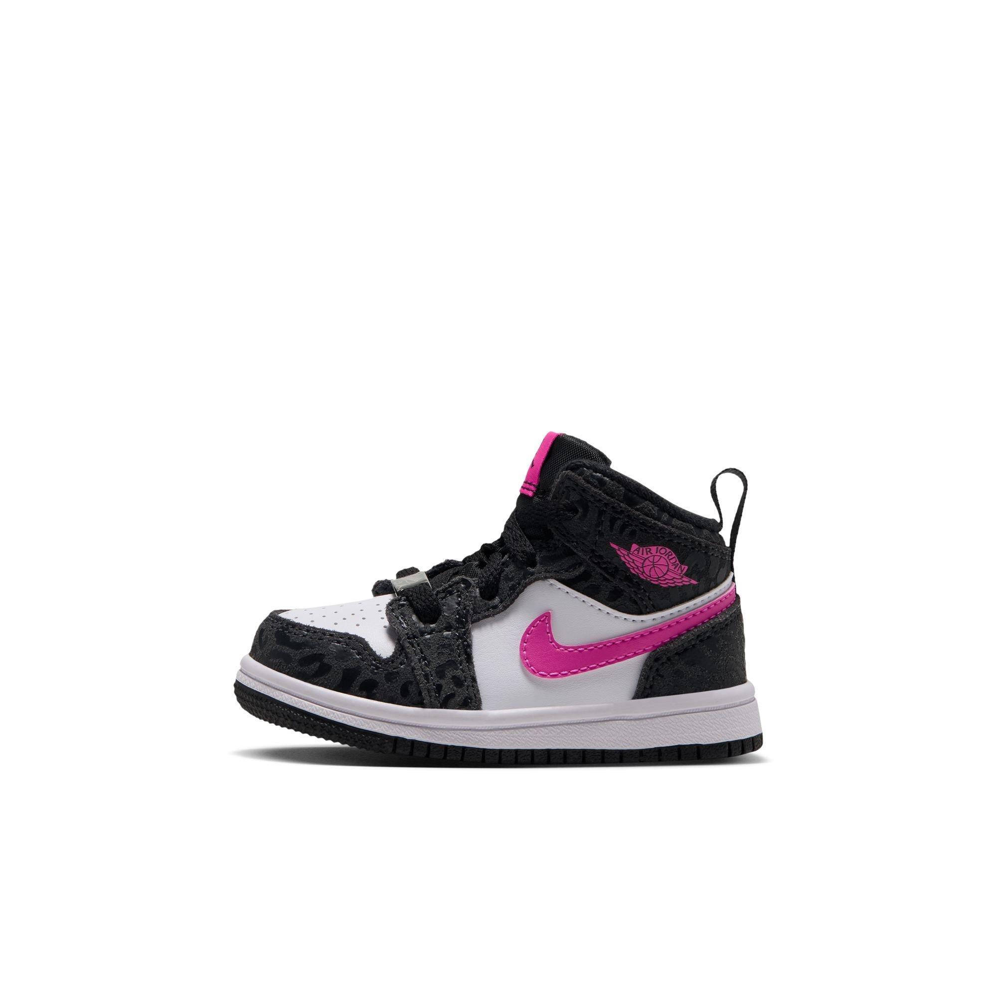 Jordan 1 Mid SE "Black/Laser Fuchsia/Anthracite/White" Toddler Girls' Shoe - BLACK/PINK