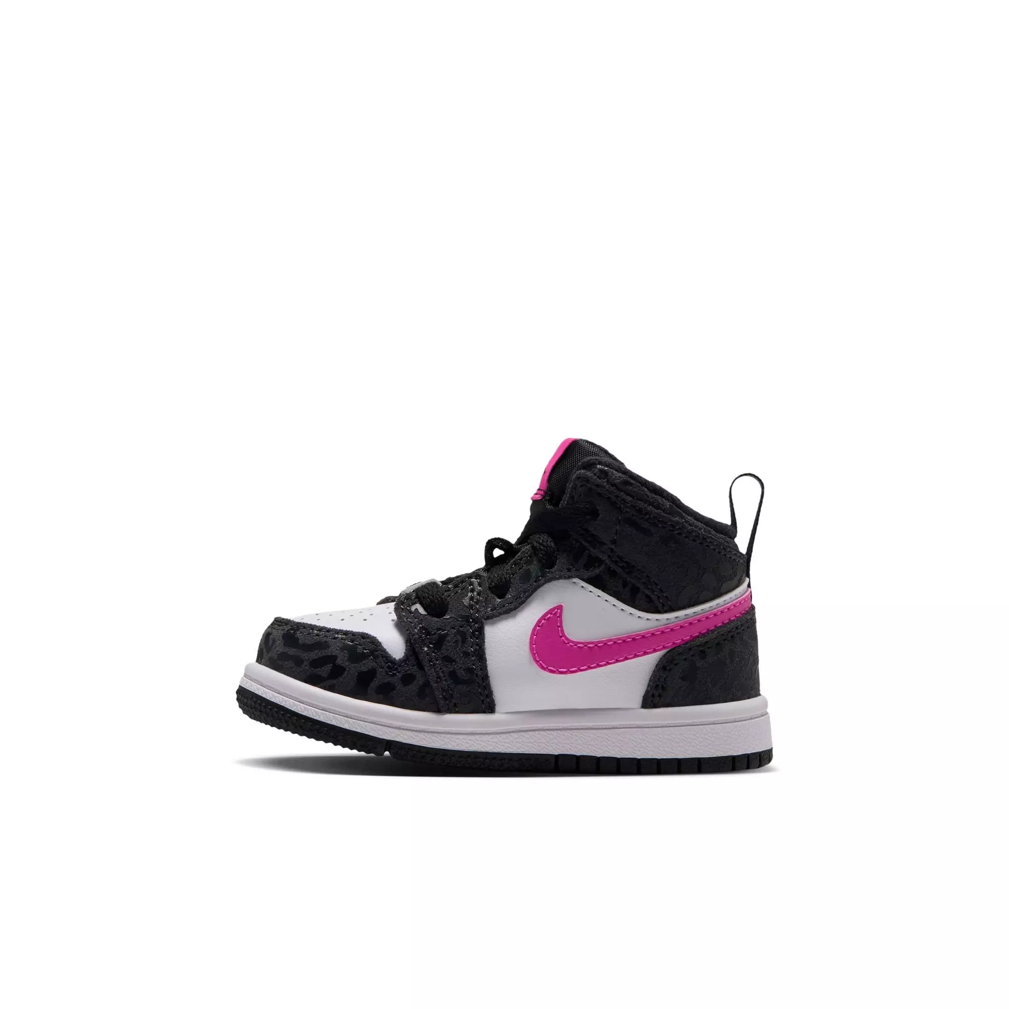 Jordan 1 Mid SE "Black/Laser Fuchsia/Anthracite/White" Toddler Girls' Shoe - BLACK/PINK