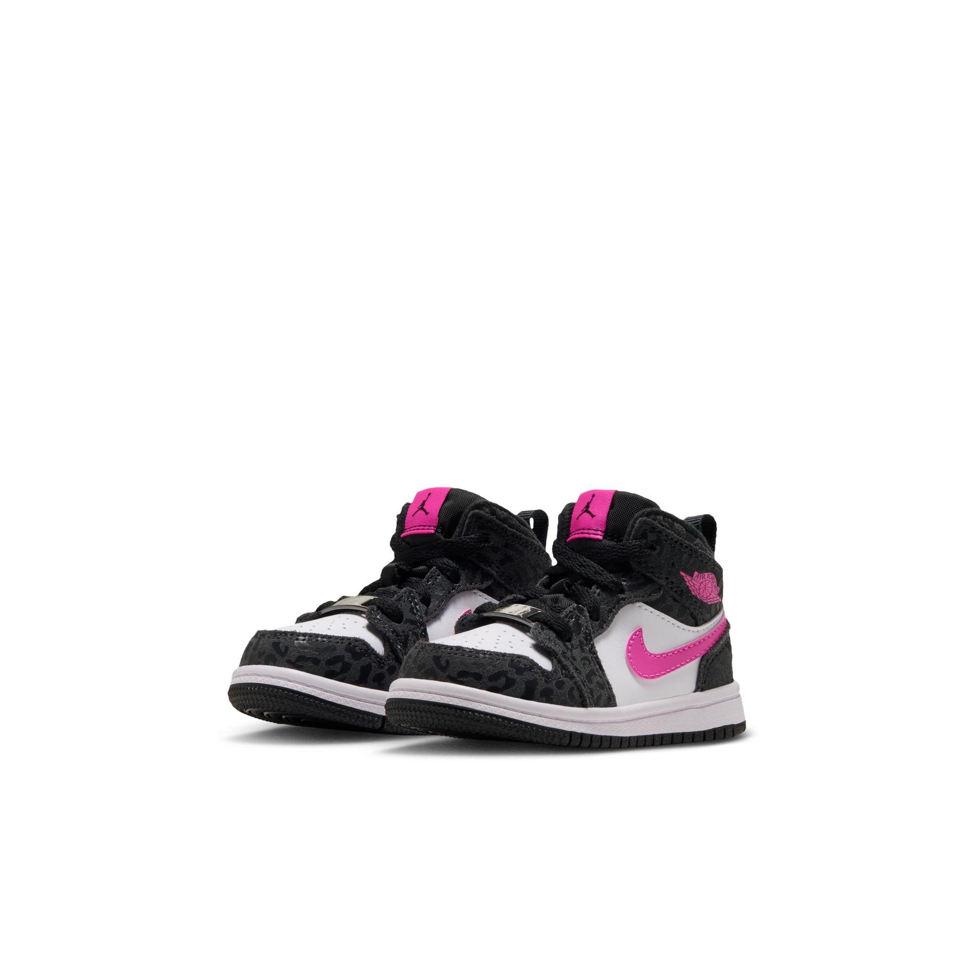 Jordan 1 Mid SE "Black/Laser Fuchsia/Anthracite/White" Toddler Girls' Shoe - BLACK/PINK