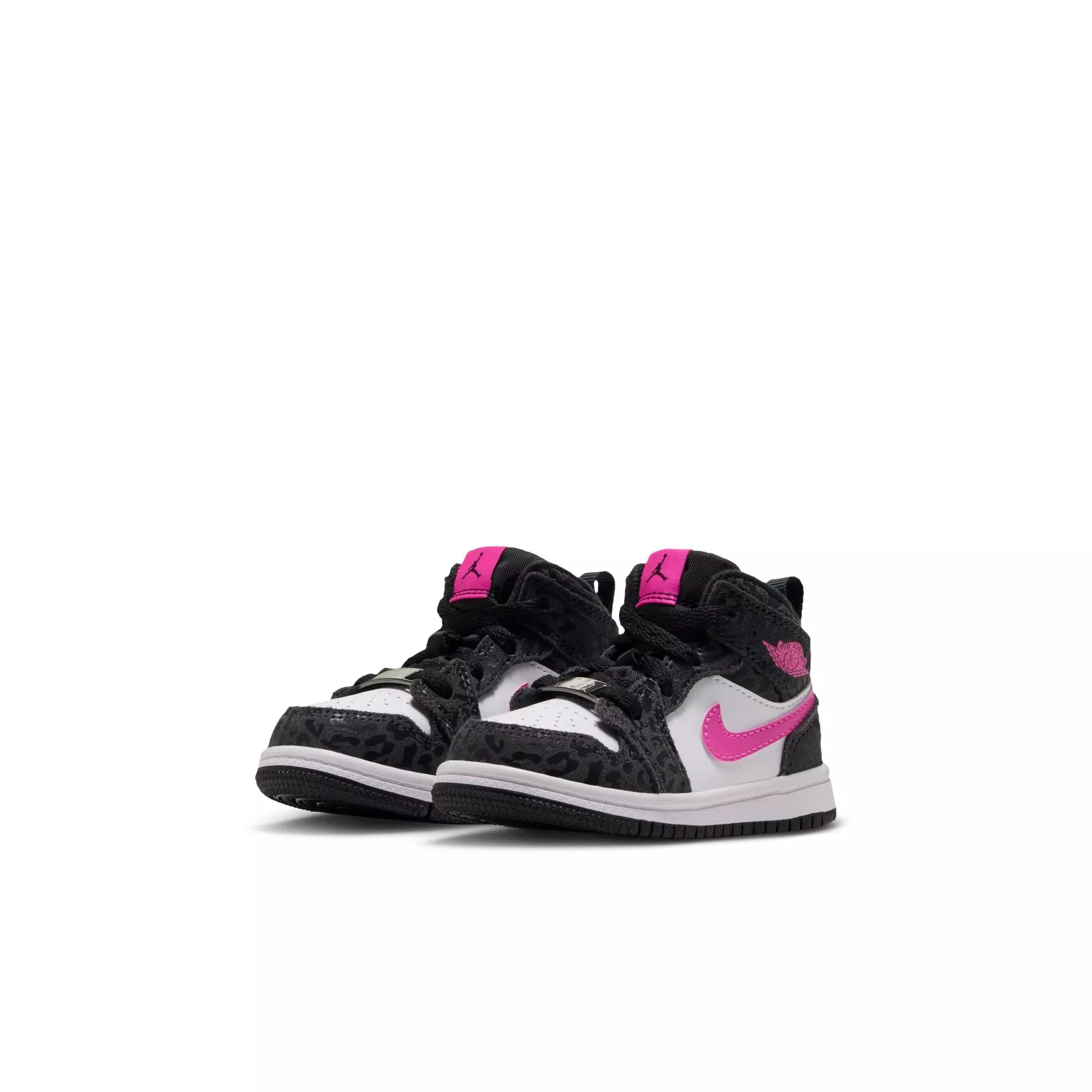 Jordan 1 Mid SE "Black/Laser Fuchsia/Anthracite/White" Toddler Girls' Shoe - BLACK/PINK