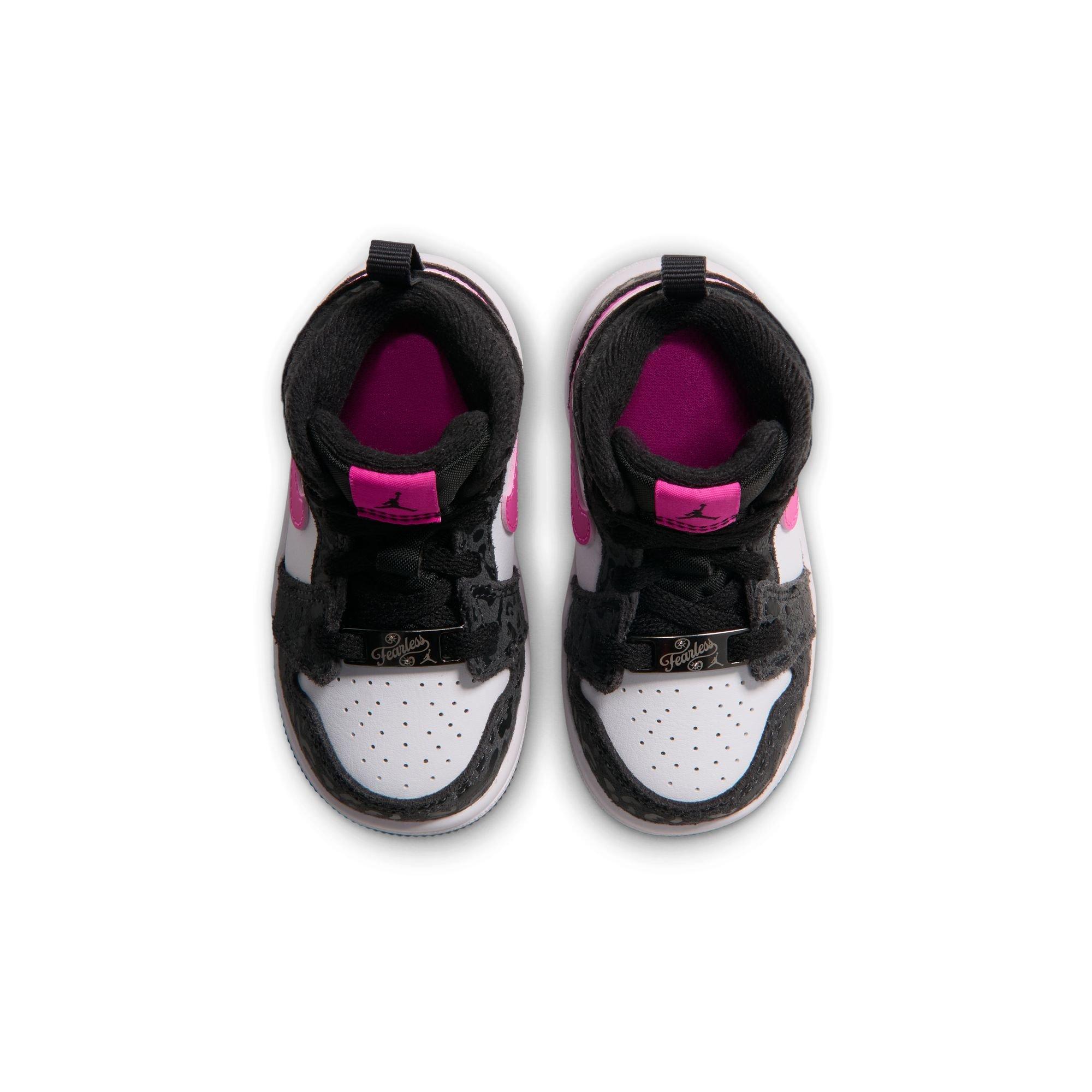 Jordan 1 Mid SE "Black/Laser Fuchsia/Anthracite/White" Toddler Girls' Shoe - BLACK/PINK
