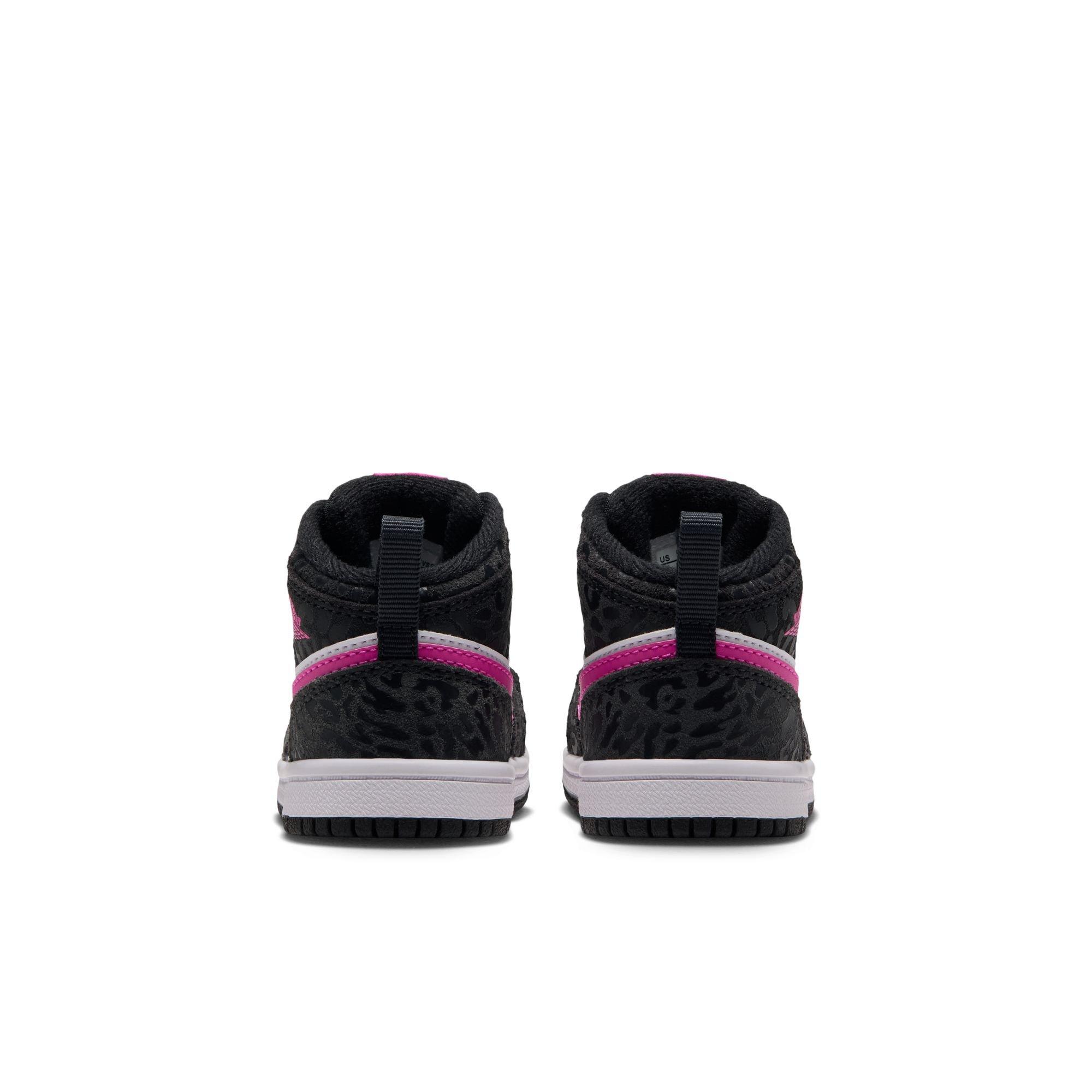 Jordan 1 Mid SE "Black/Laser Fuchsia/Anthracite/White" Toddler Girls' Shoe - BLACK/PINK
