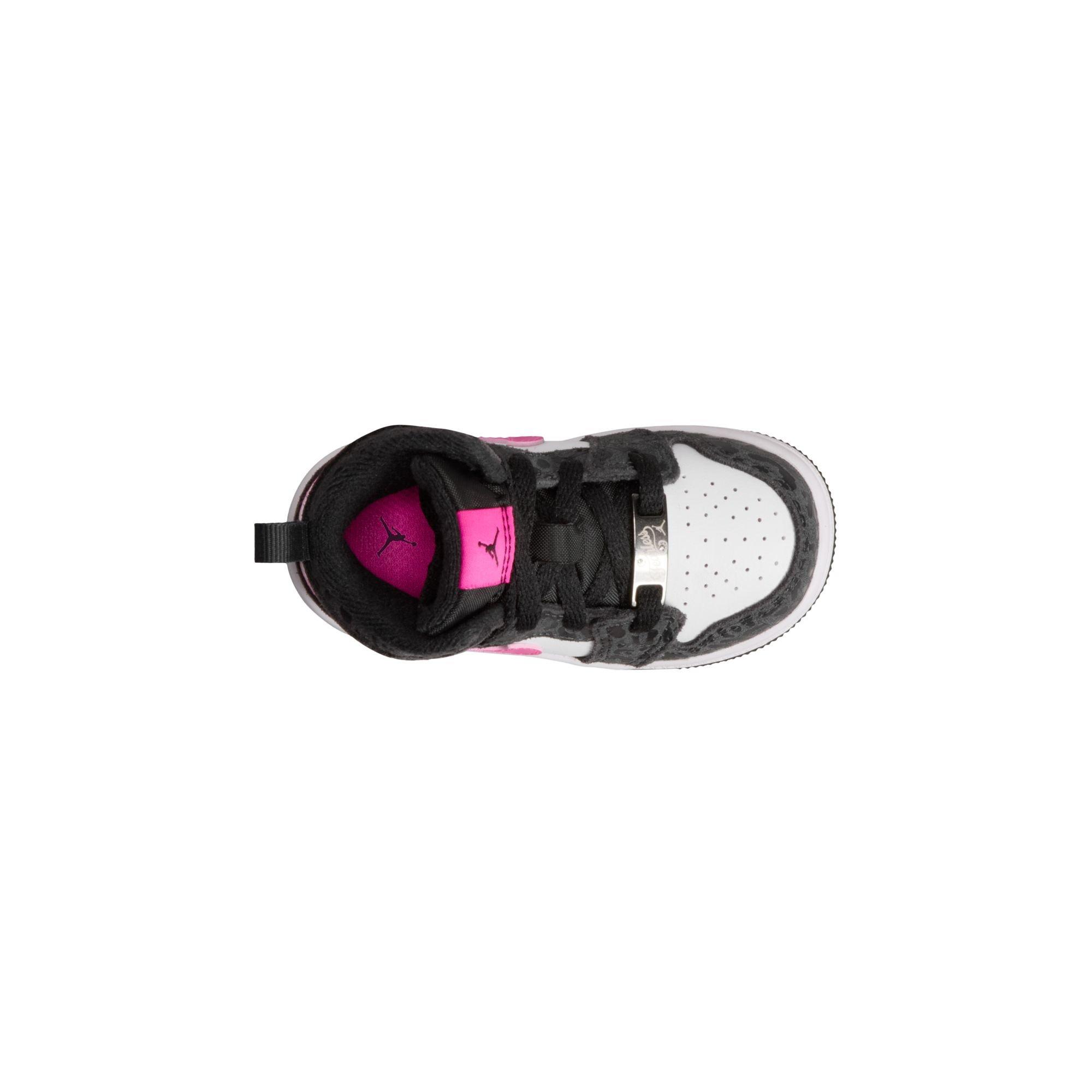 Jordan 1 Mid SE "Black/Laser Fuchsia/Anthracite/White" Toddler Girls' Shoe - BLACK/PINK