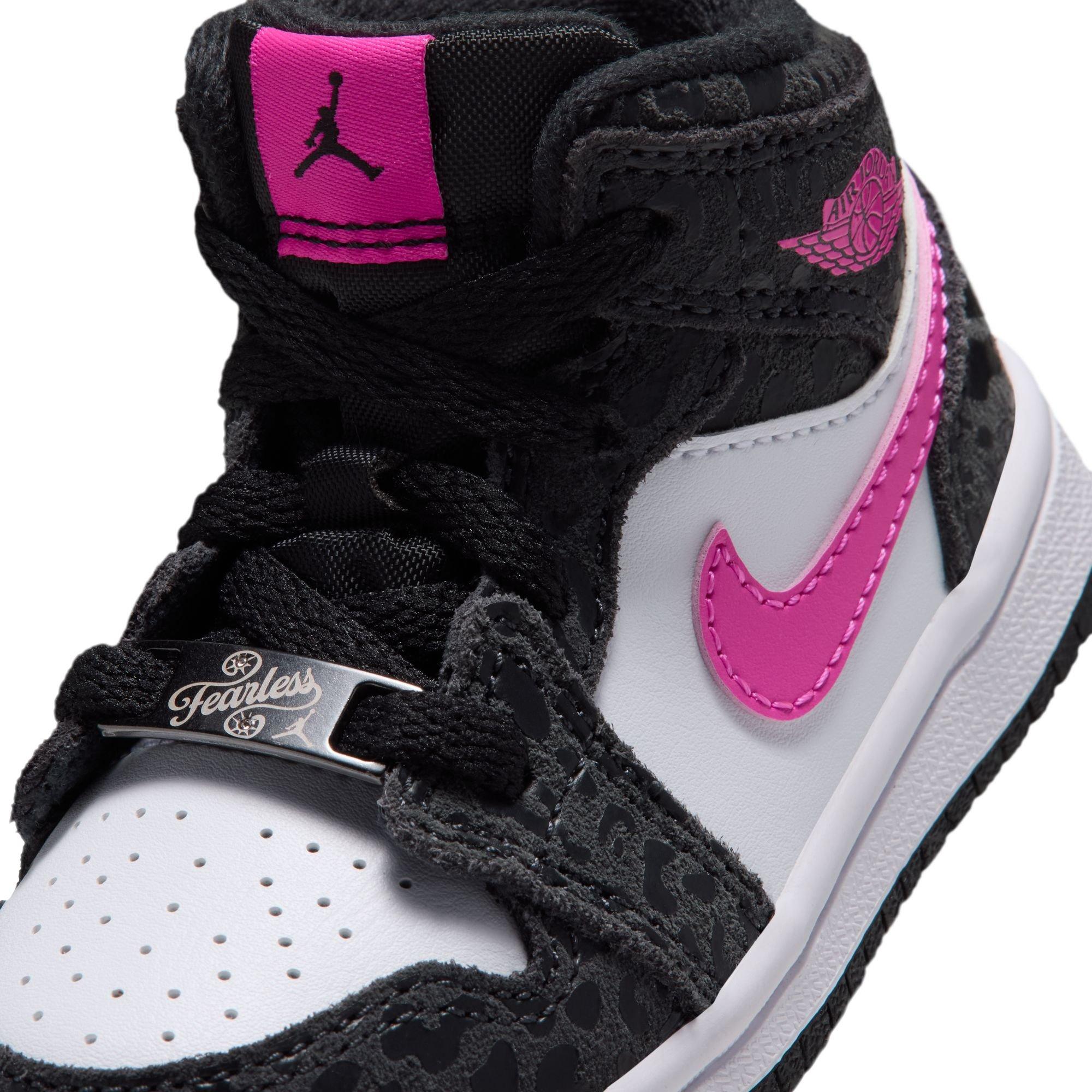 Jordan 1 Mid SE "Black/Laser Fuchsia/Anthracite/White" Toddler Girls' Shoe - BLACK/PINK