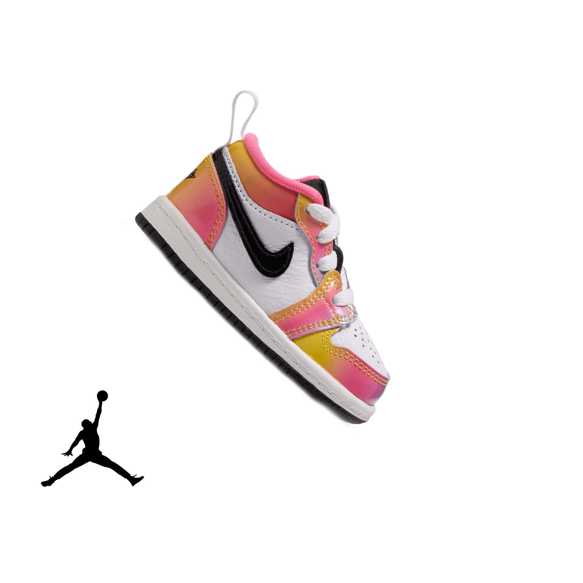 Jordan 1 Low SE "Space Jam" Toddler Kids' Shoe - WHITE/BLACK/LASER PINK/YELLOW ZEST