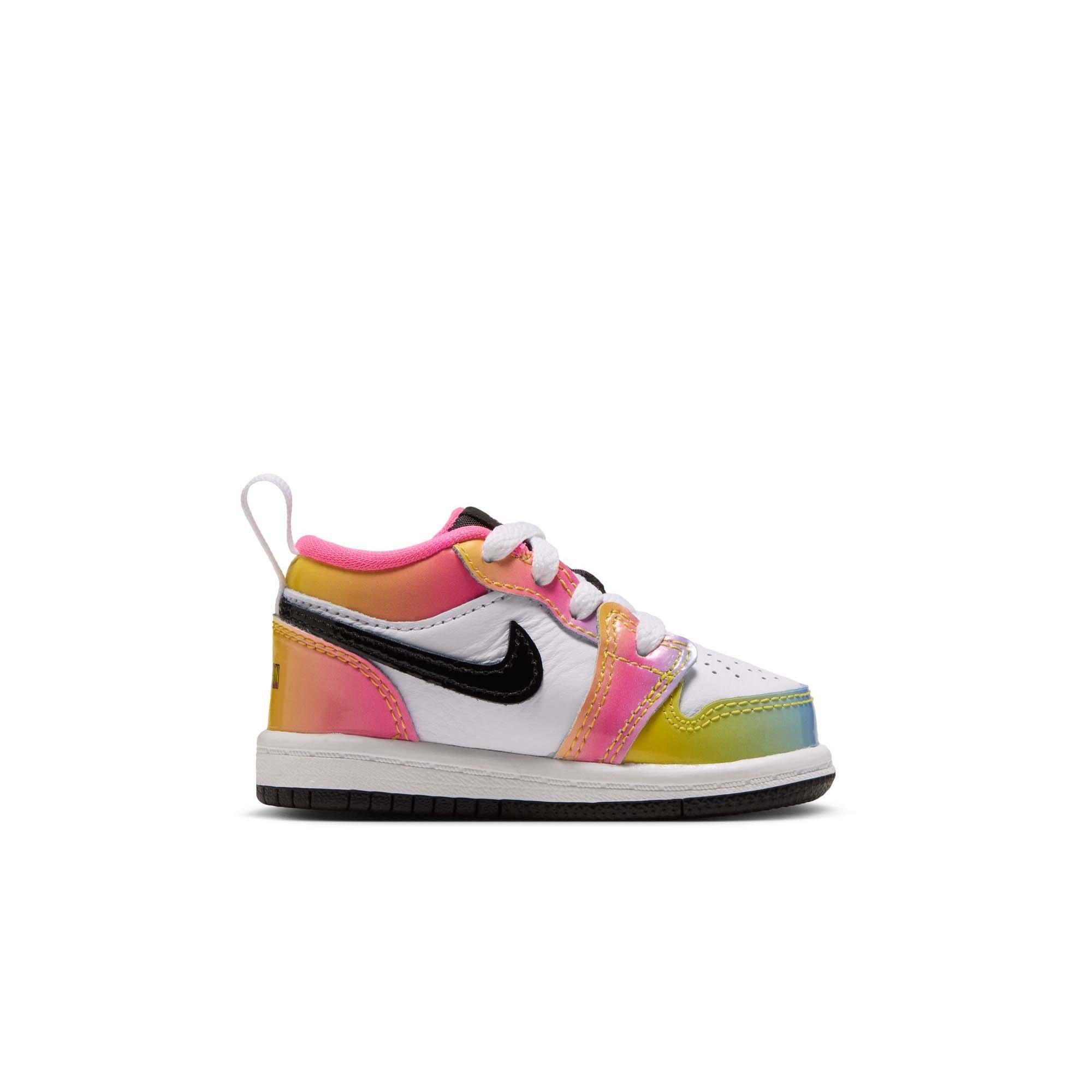 Jordan 1 Low SE "Space Jam" Toddler Kids' Shoe - WHITE/BLACK/LASER PINK/YELLOW ZEST