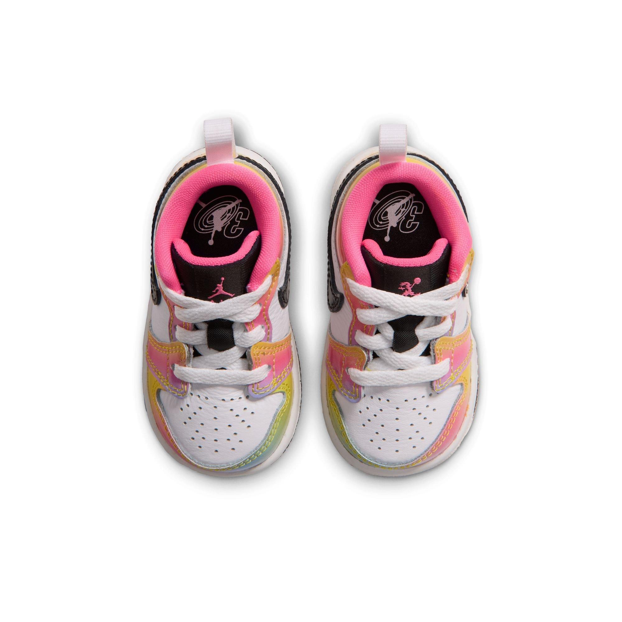 Jordan 1 Low SE "Space Jam" Toddler Kids' Shoe - WHITE/BLACK/LASER PINK/YELLOW ZEST