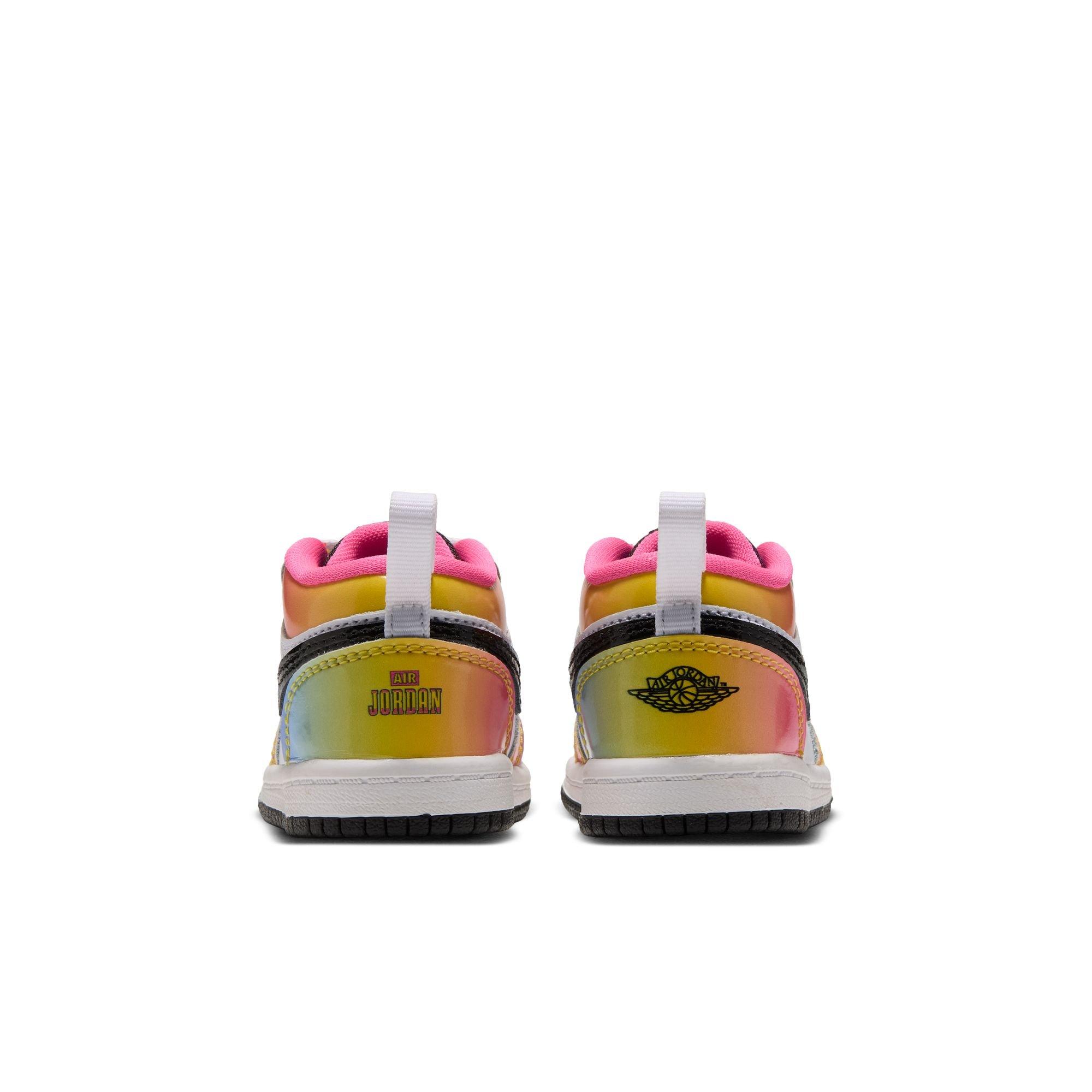 Jordan 1 Low SE "Space Jam" Toddler Kids' Shoe - WHITE/BLACK/LASER PINK/YELLOW ZEST