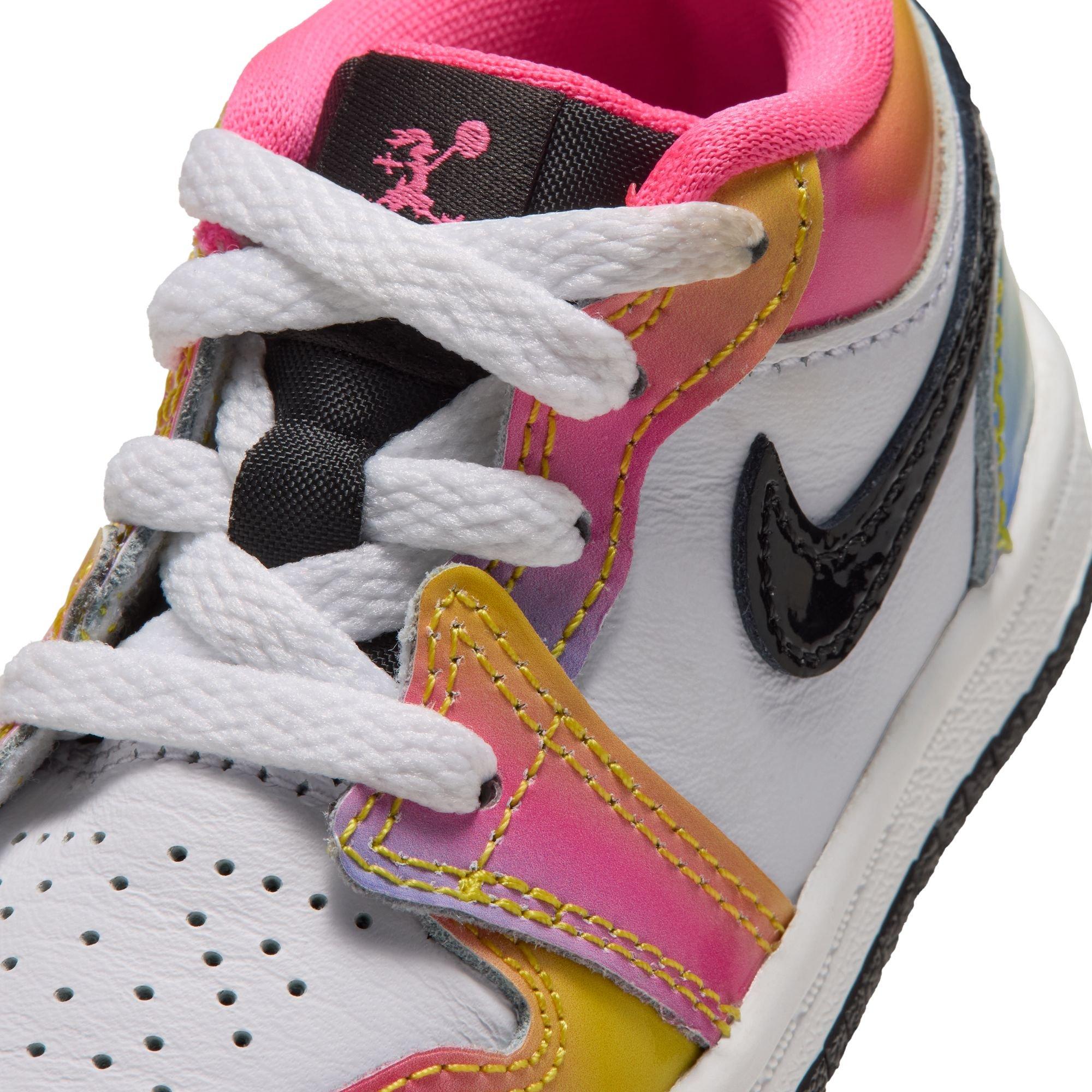 Jordan 1 Low SE "Space Jam" Toddler Kids' Shoe - WHITE/BLACK/LASER PINK/YELLOW ZEST