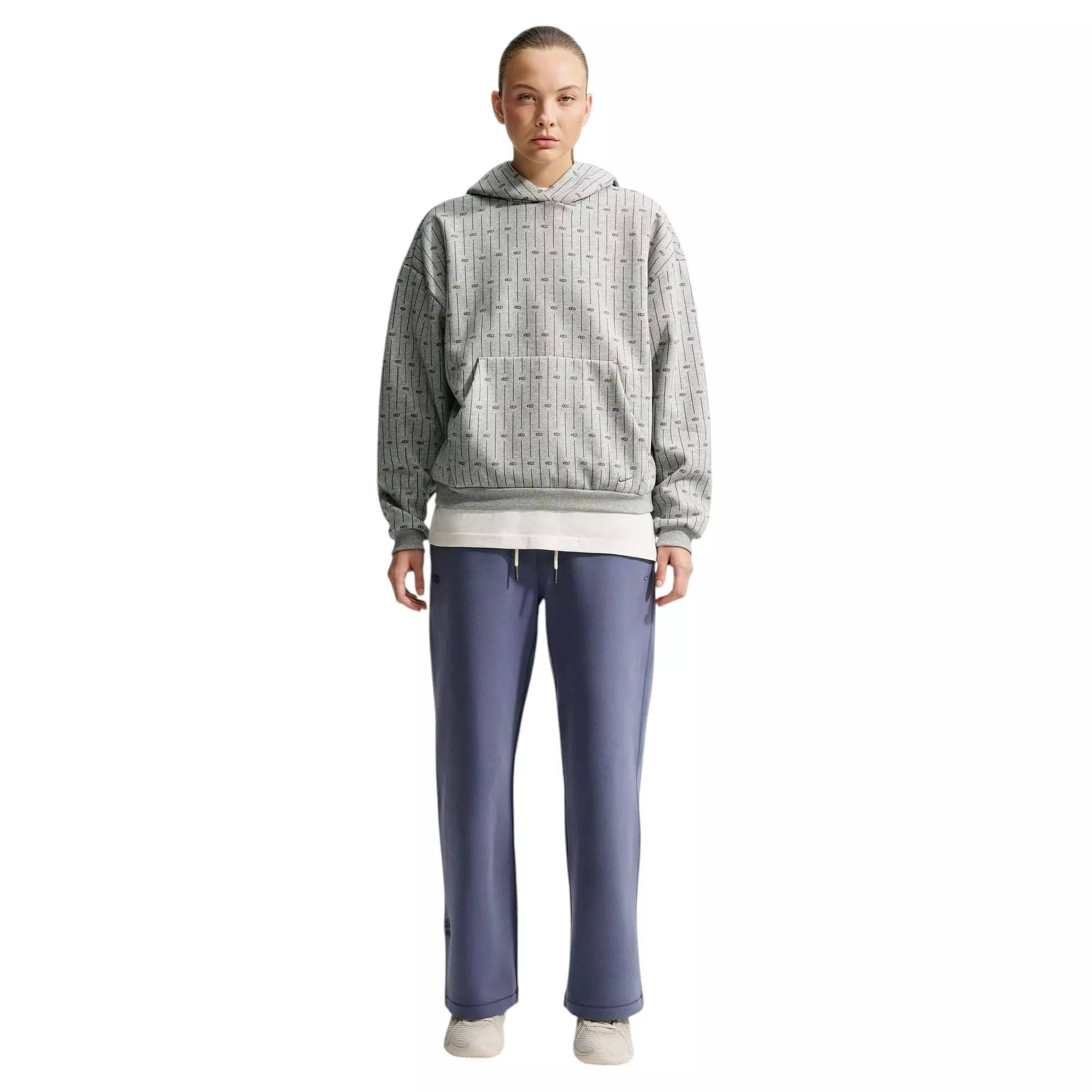Nike Caitlin Blue Women's Standard Issue Brushed Pullover Basketball Hoodie - GREY