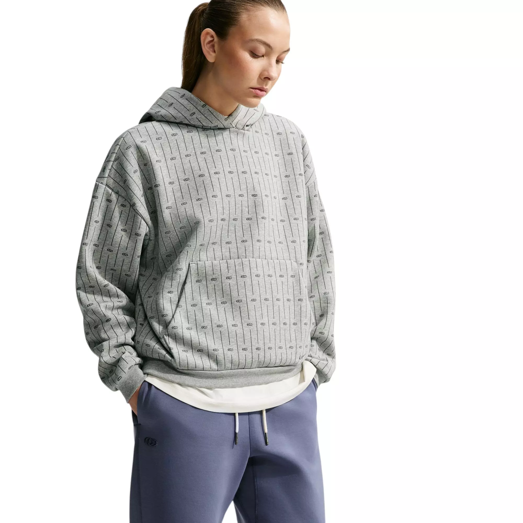 Nike Caitlin Blue Women's Standard Issue Brushed Pullover Basketball Hoodie - GREY