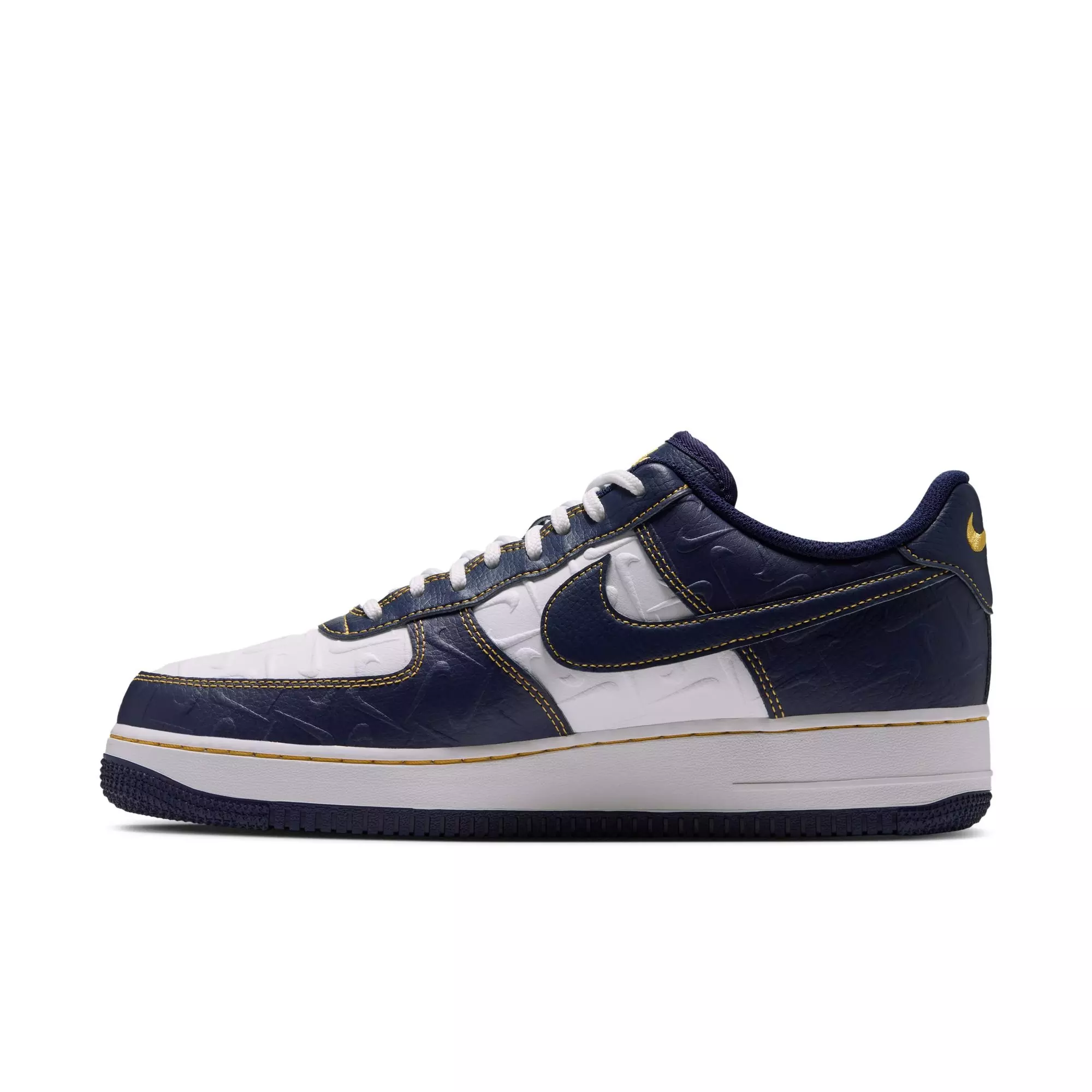 Nike Air Force 1 '07 "Summit White/Midnight Navy/Yellow Ochre" Men's Shoe - NAVY/WHITE