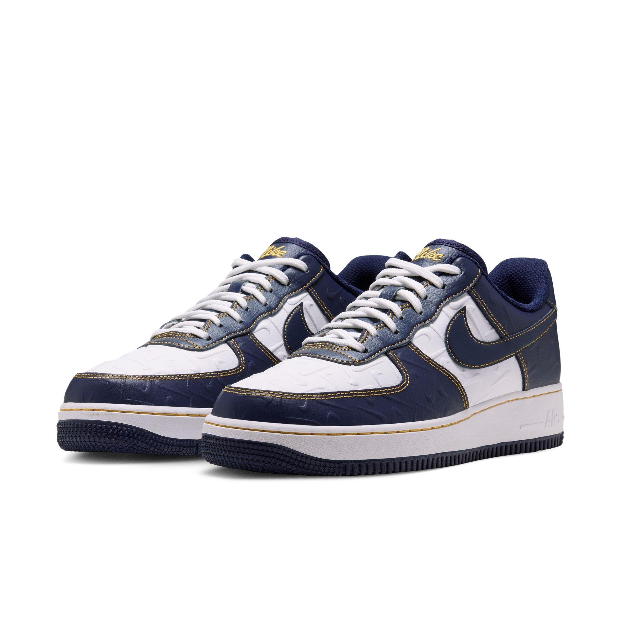 Nike Air Force 1 '07 "Summit White/Midnight Navy/Yellow Ochre" Men's Shoe - NAVY/WHITE
