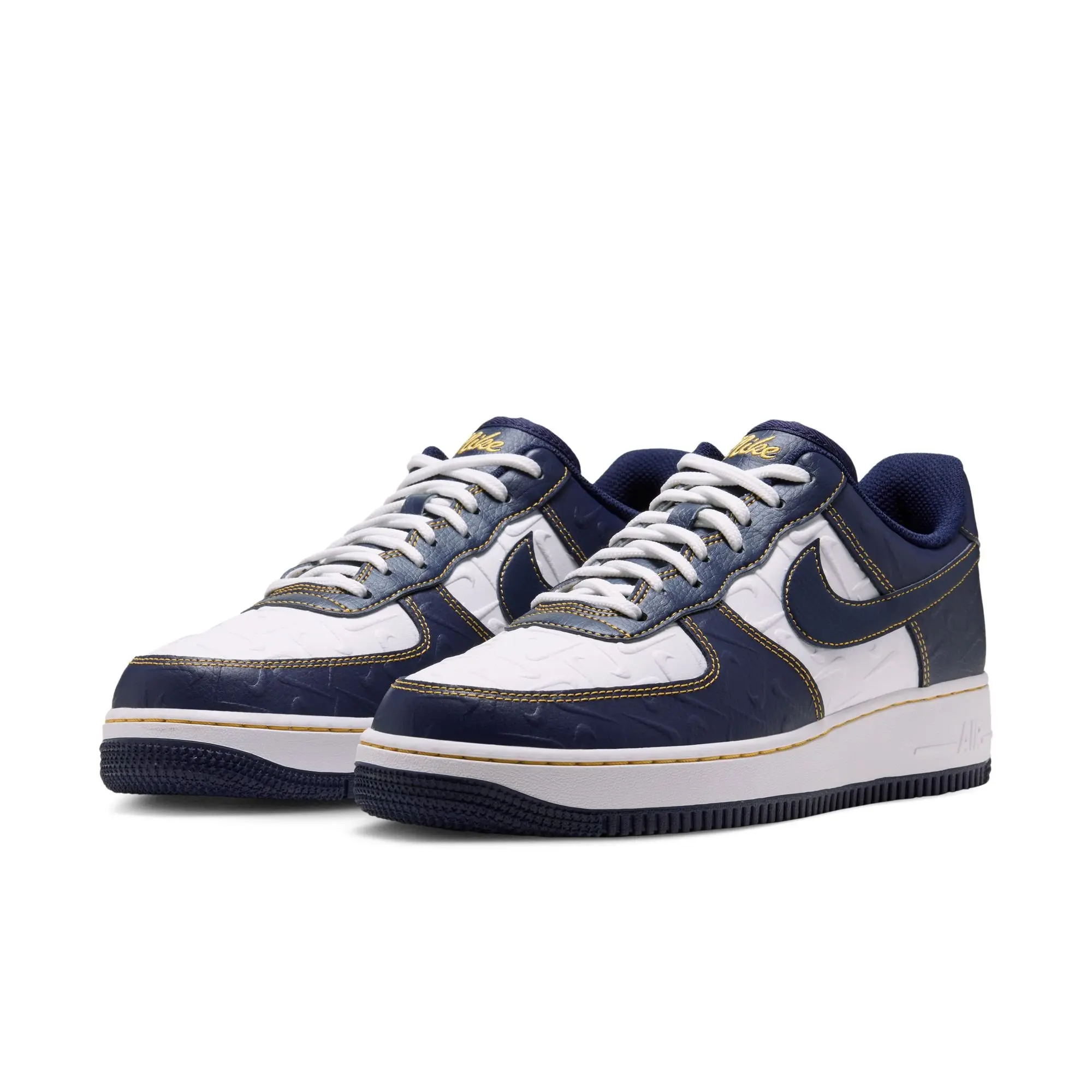 Nike Air Force 1 '07 "Summit White/Midnight Navy/Yellow Ochre" Men's Shoe - NAVY/WHITE
