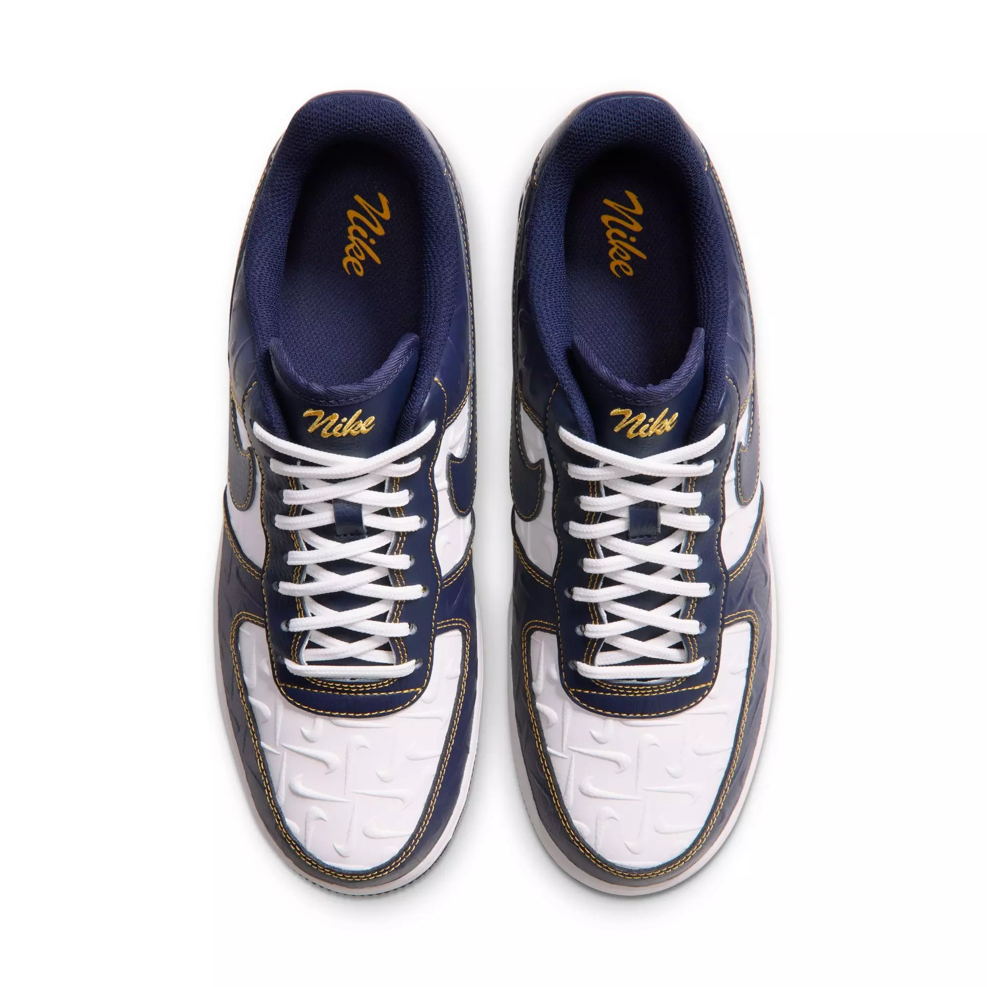 Nike Air Force 1 '07 "Summit White/Midnight Navy/Yellow Ochre" Men's Shoe - NAVY/WHITE