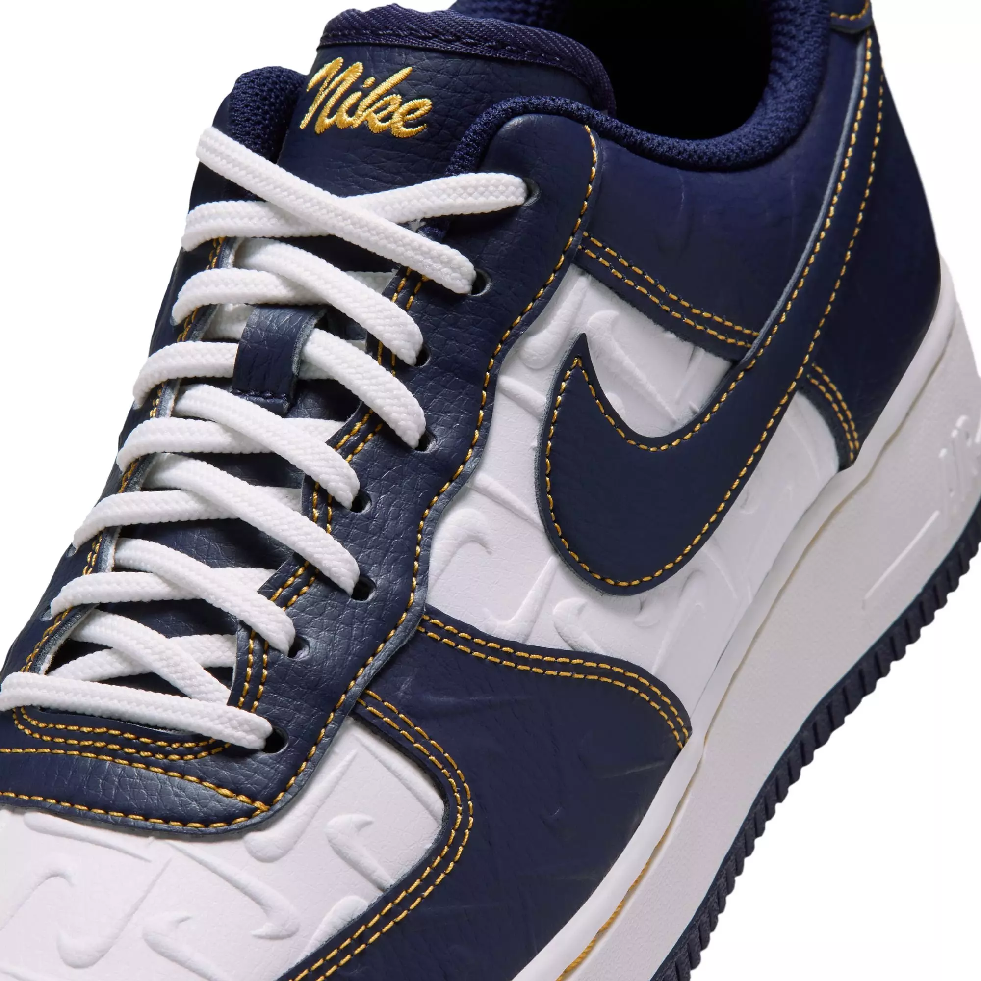Nike Air Force 1 '07 "Summit White/Midnight Navy/Yellow Ochre" Men's Shoe - NAVY/WHITE