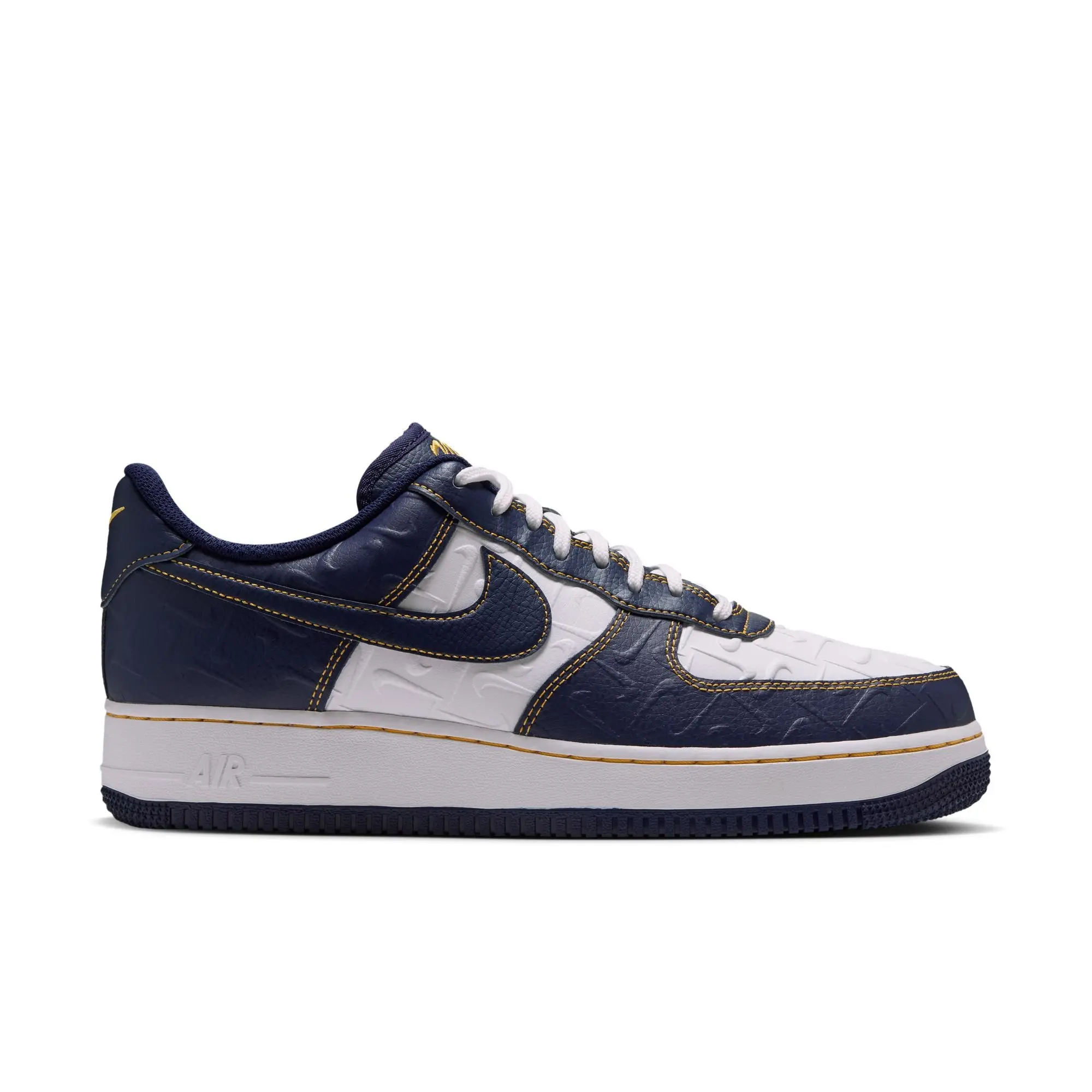 Nike Air Force 1 '07 "Summit White/Midnight Navy/Yellow Ochre" Men's Shoe - NAVY/WHITE