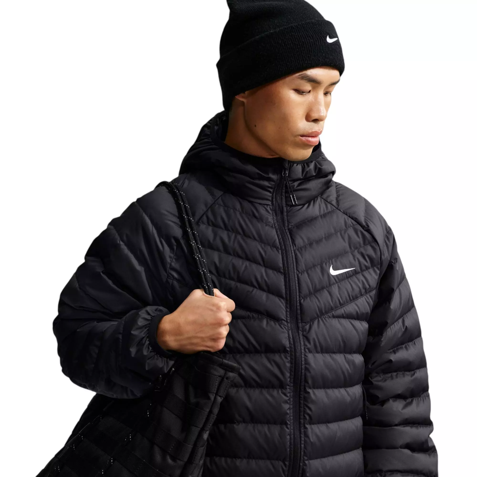 M NK WR LTWT PUFFER HOOD JKT - BLACK - BLACK