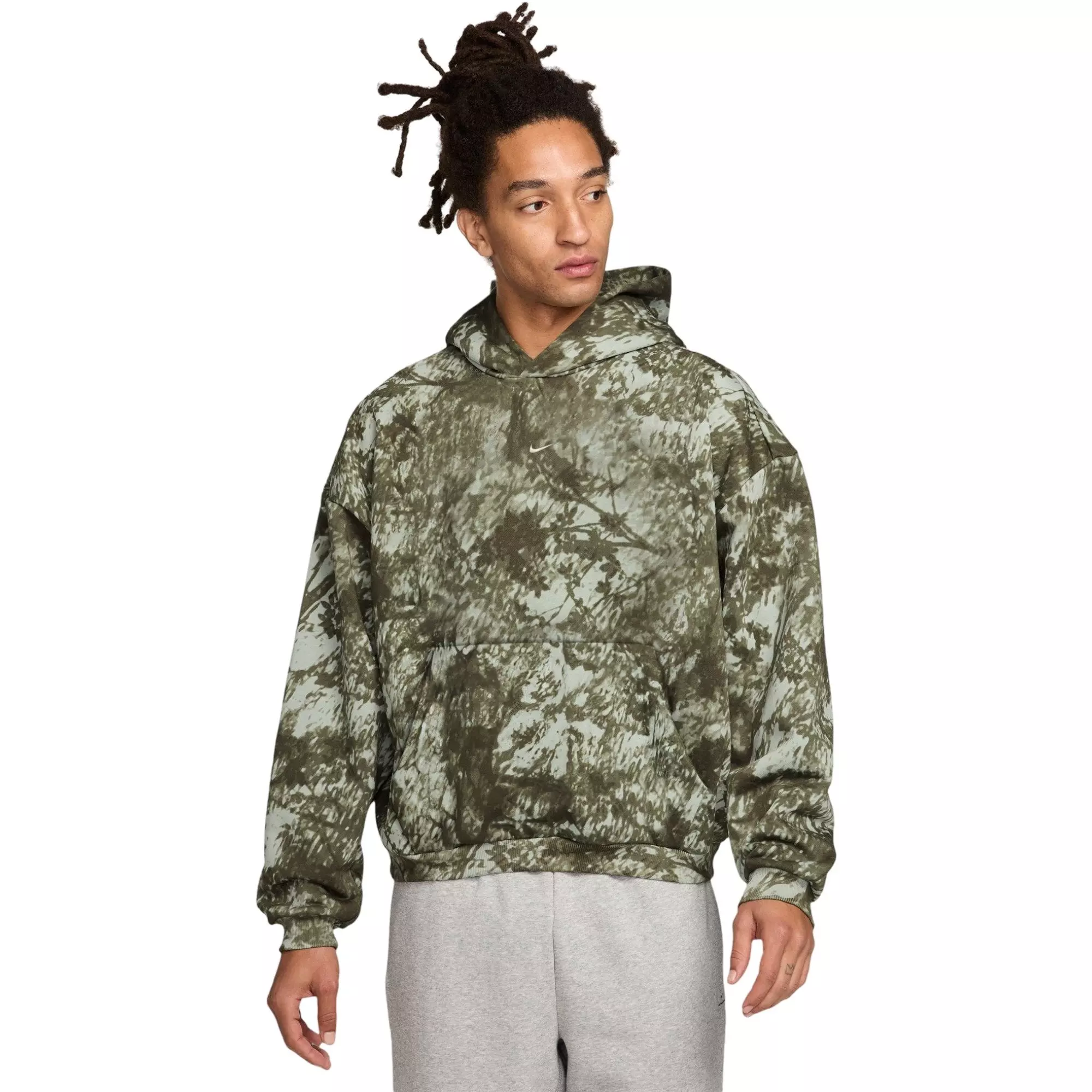Nike Men's Standard Issue Therma-FIT Brushed Basketball Pullover Hoodie - Olive Camo - OLIVE CAMO