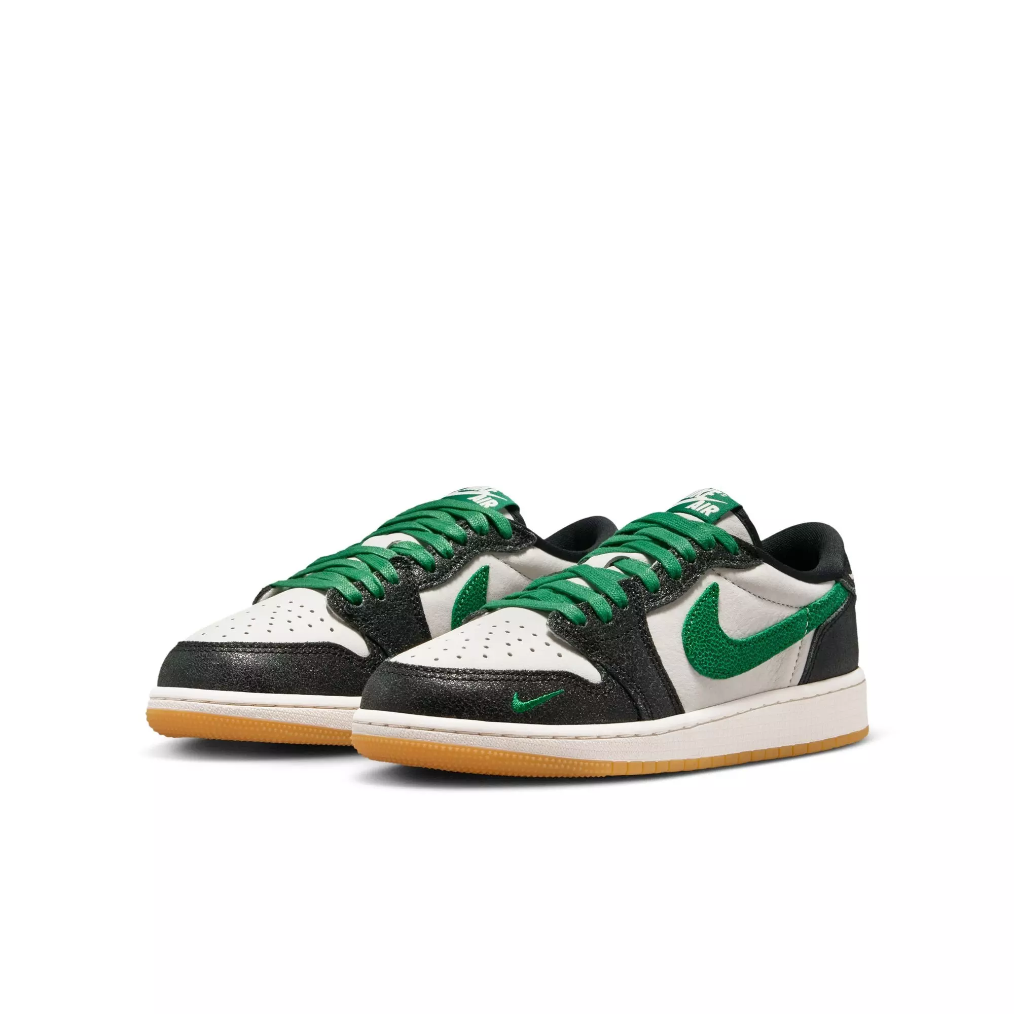 Jordan 1 Retro Low OG "Pine Green" Grade School Kids' Shoe - PHANTOM/PINE GREEN/BLACK