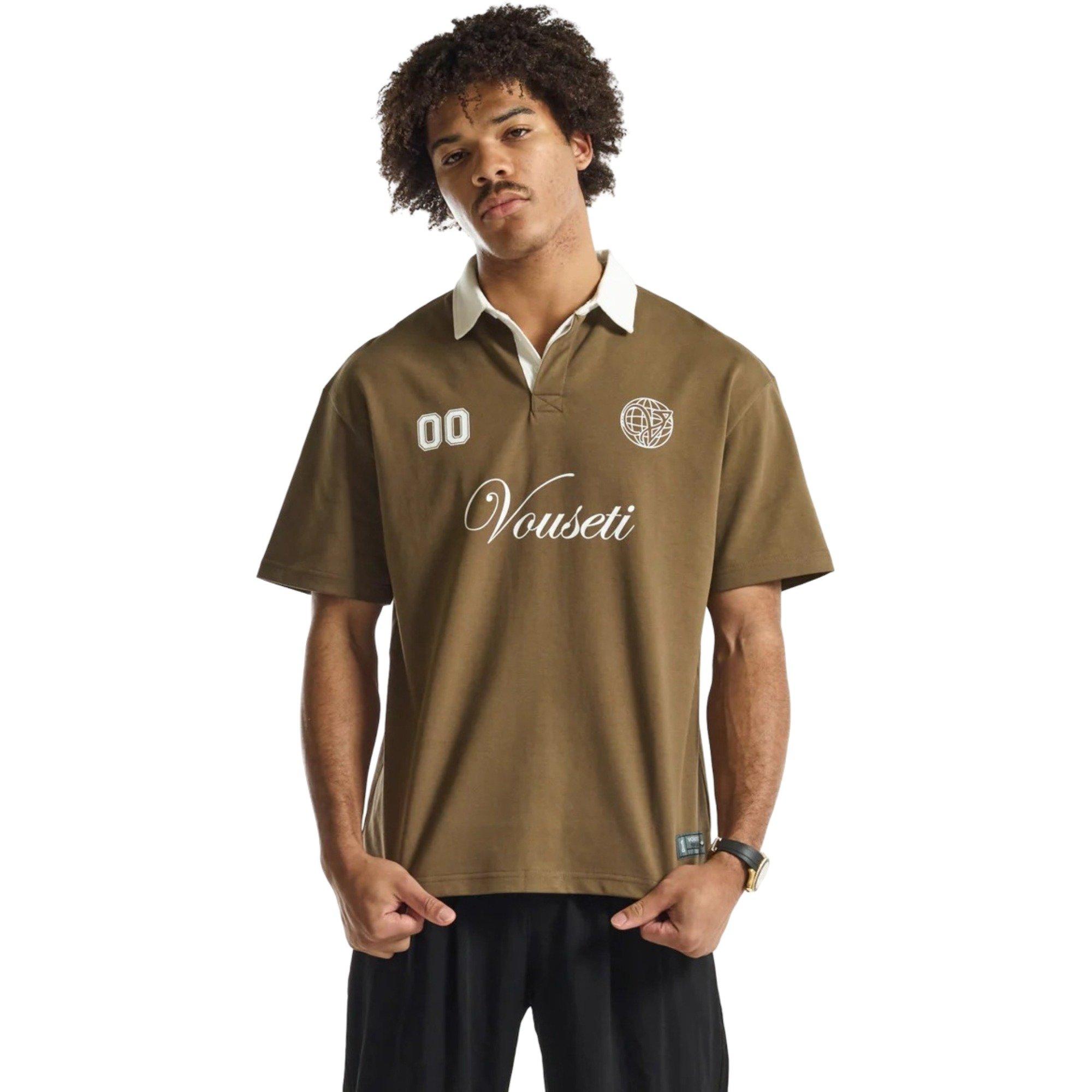 VOUSETI Men's Sports Polo Shirt - BROWN