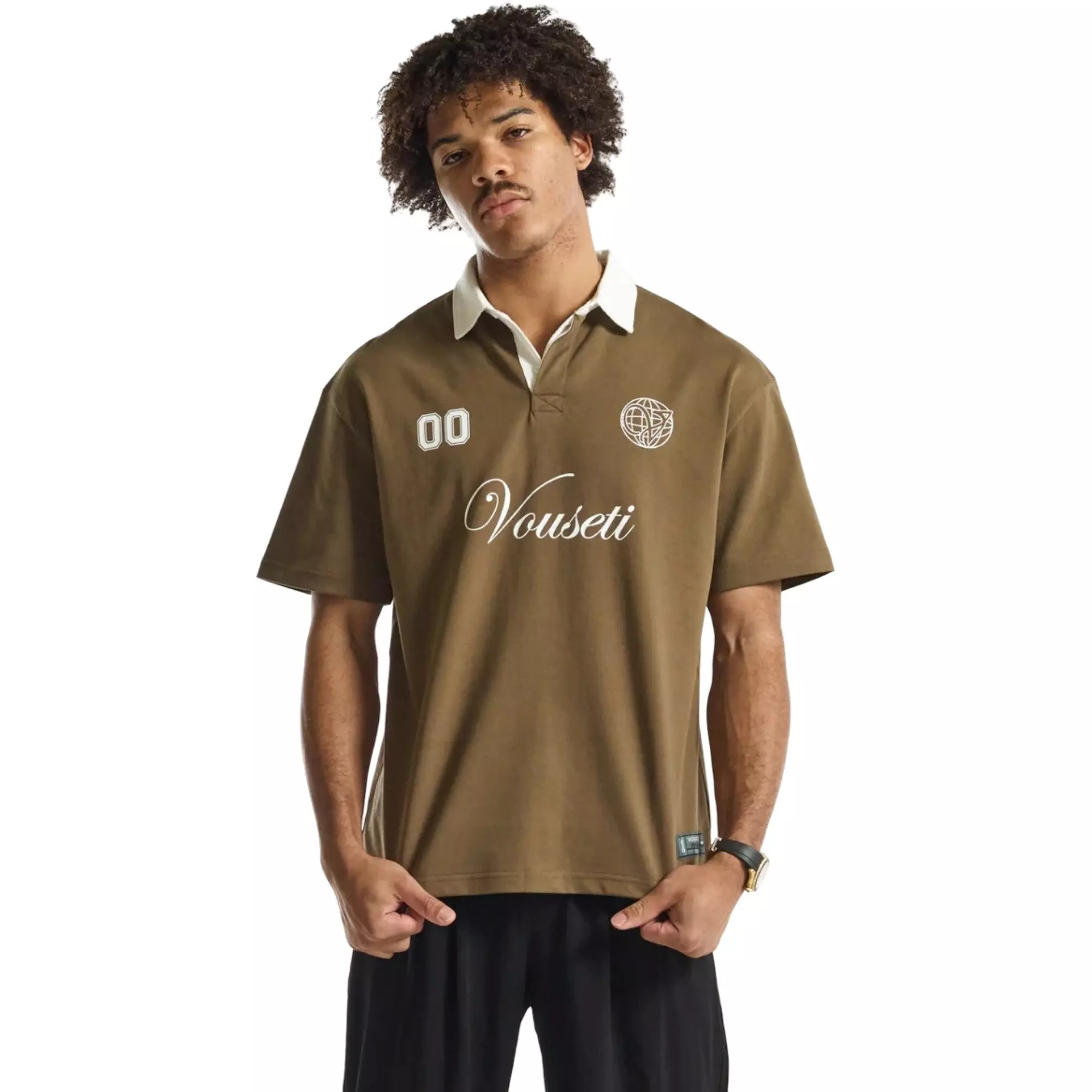 VOUSETI Men's Sports Polo Shirt - BROWN