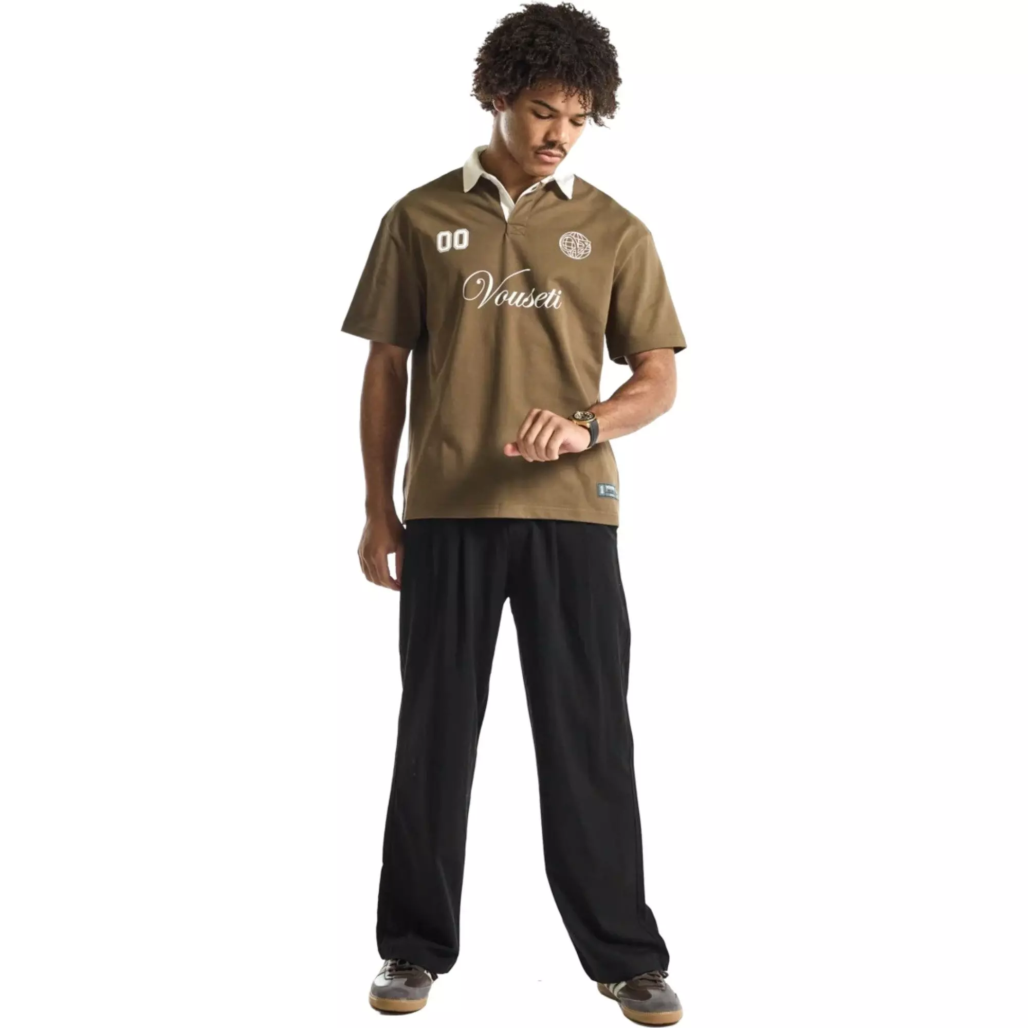 VOUSETI Men's Sports Polo Shirt - BROWN