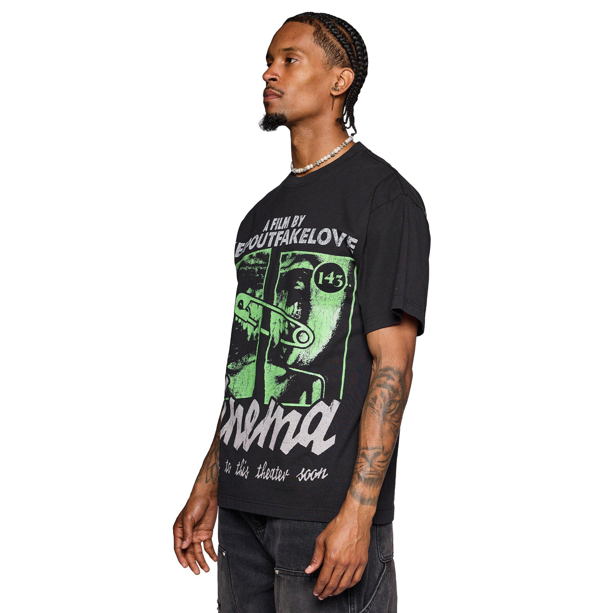 KEEPOUTFAKELOVE Men's Cinema Tee - BLACK Thumbnail View 3