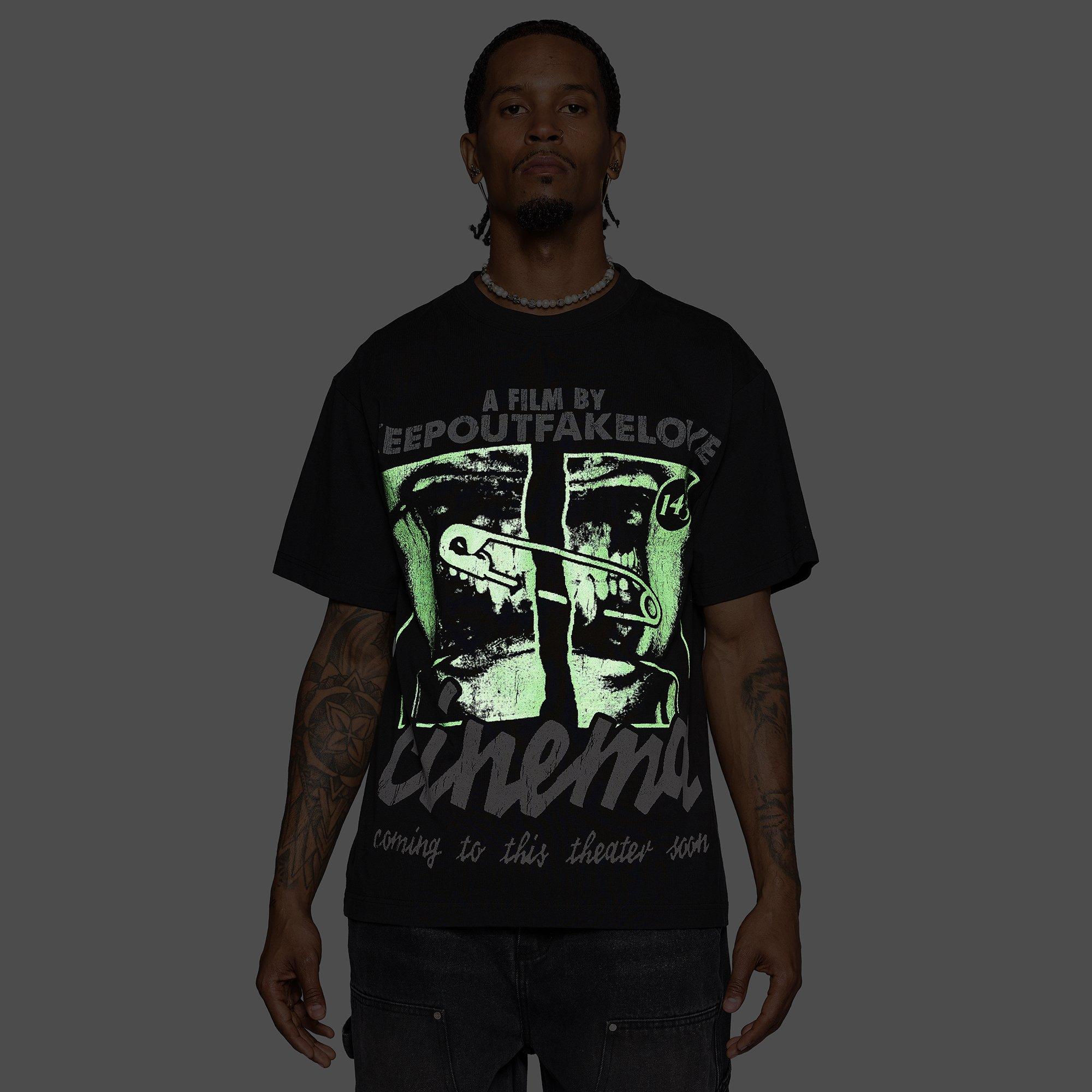 KEEPOUTFAKELOVE Men's Cinema Tee - BLACK Thumbnail View 5