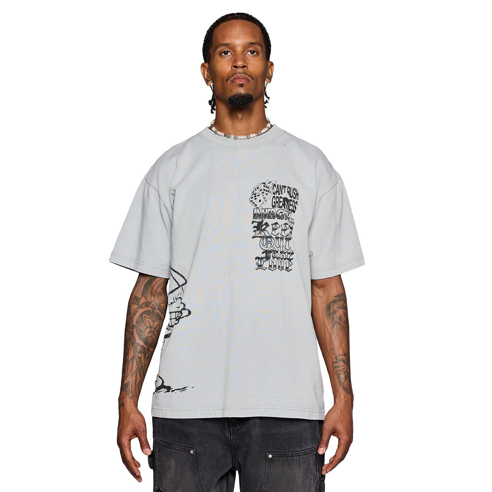 KEEPOUTFAKELOVE Men's Big City Tee - GREY Thumbnail View 1