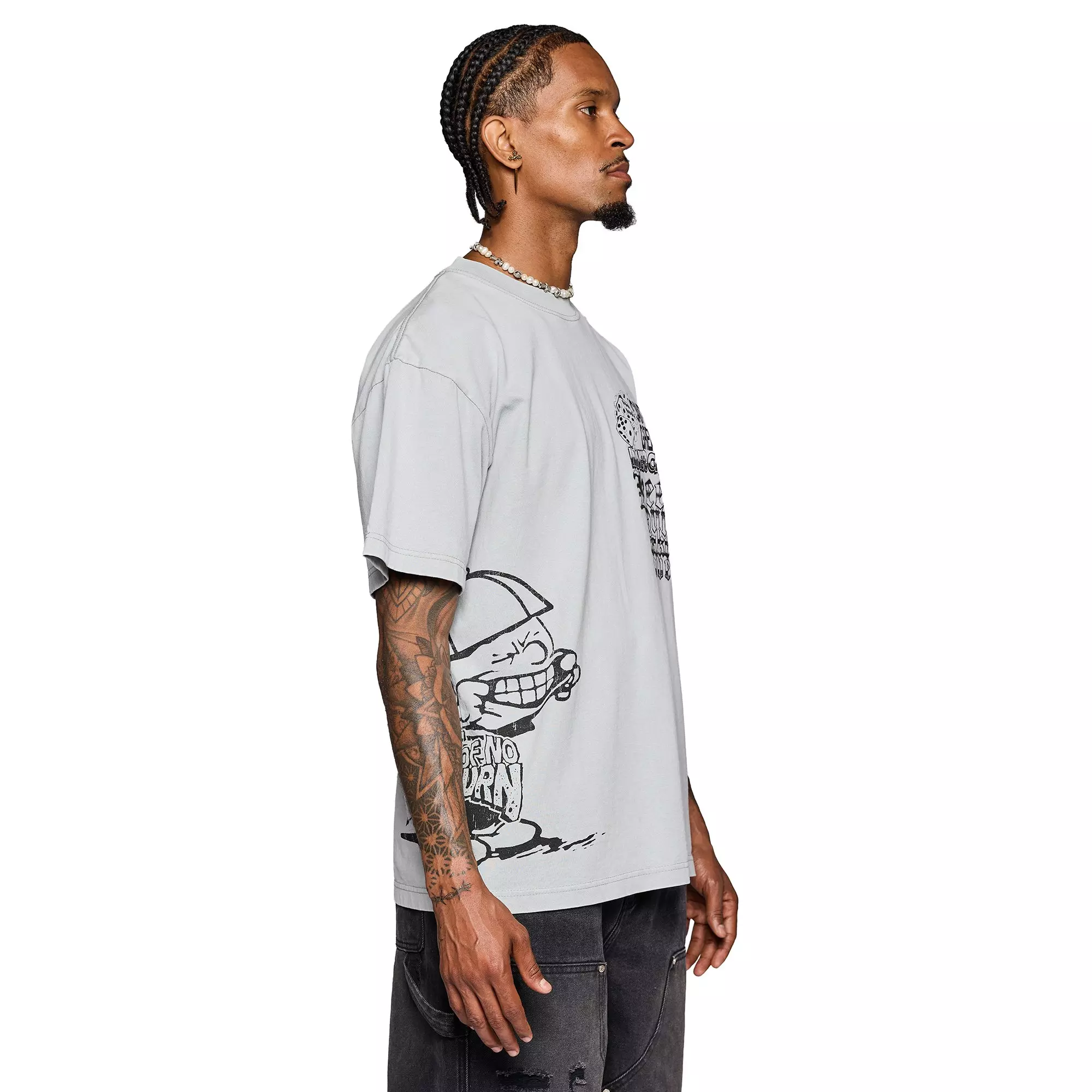 KEEPOUTFAKELOVE Men's Big City Tee - GREY