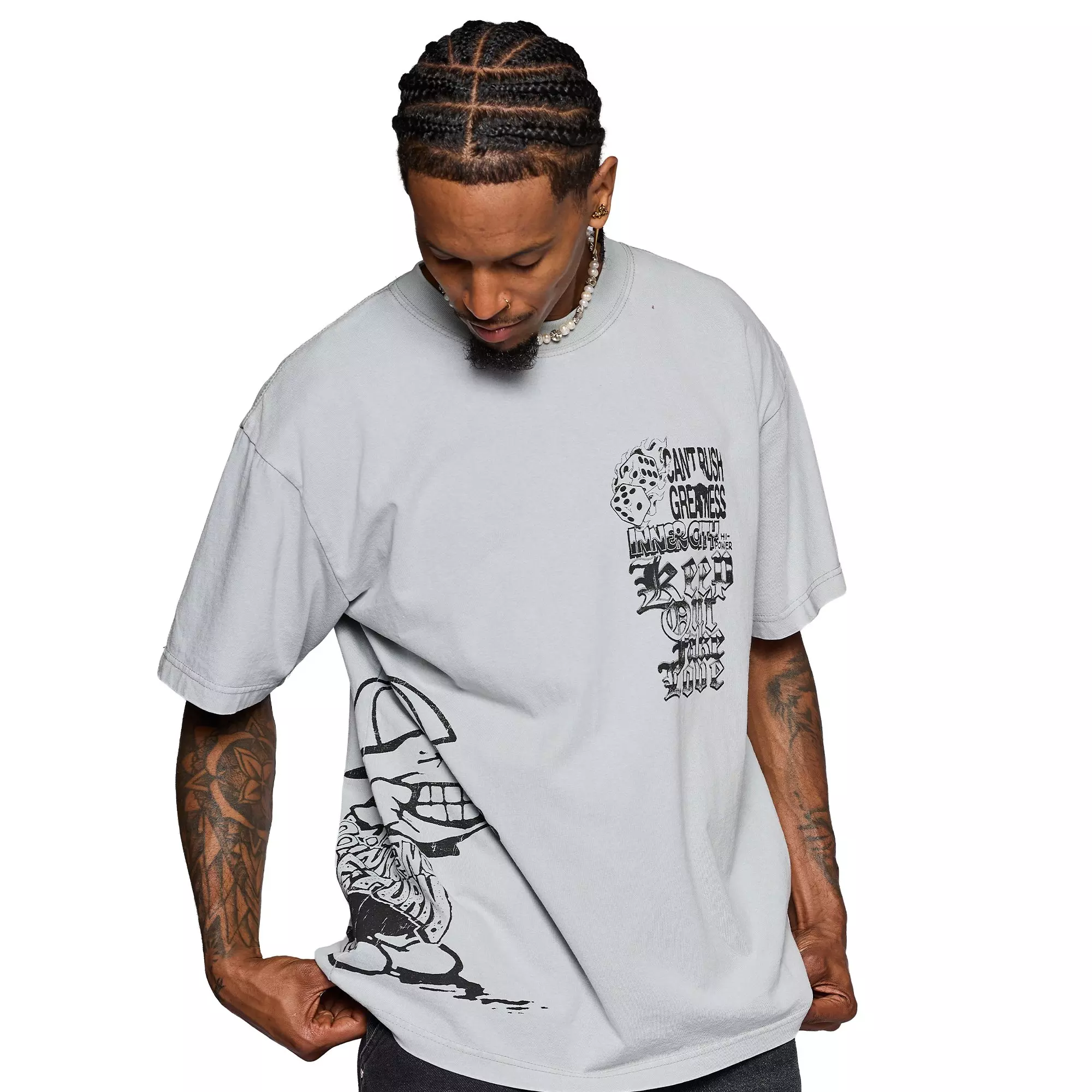 KEEPOUTFAKELOVE Men's Big City Tee - GREY