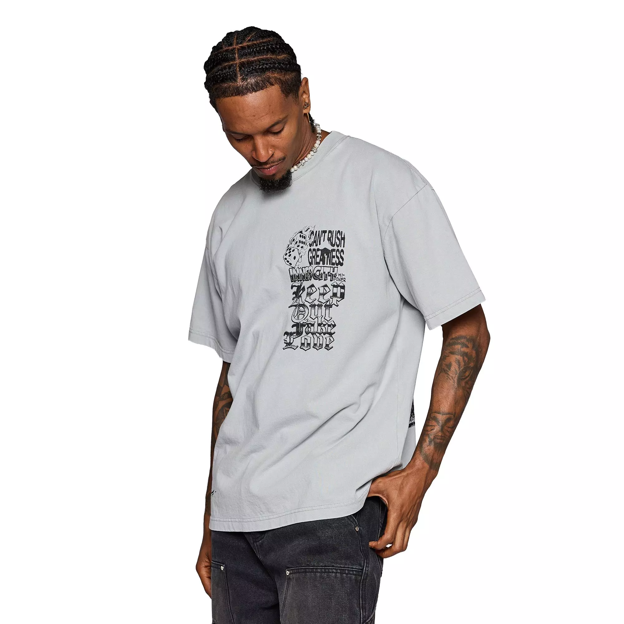 KEEPOUTFAKELOVE Men's Big City Tee - GREY