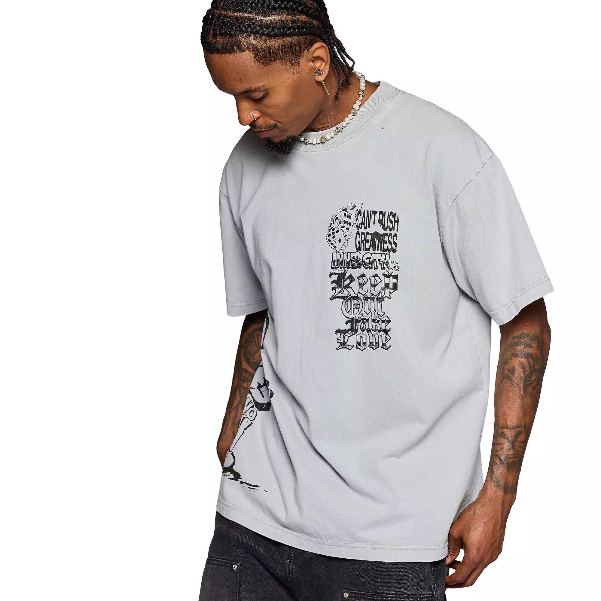 KEEPOUTFAKELOVE Men's Big City Tee - GREY
