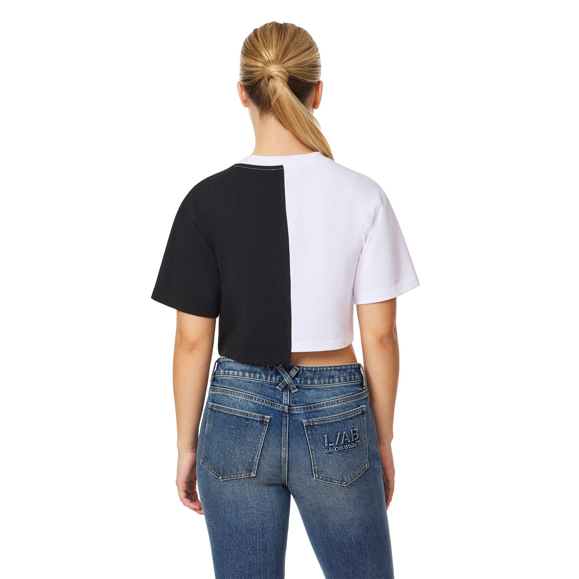 L/AB c/o Off-White Women's Spliced Baby Tee - WHITE/BLACK