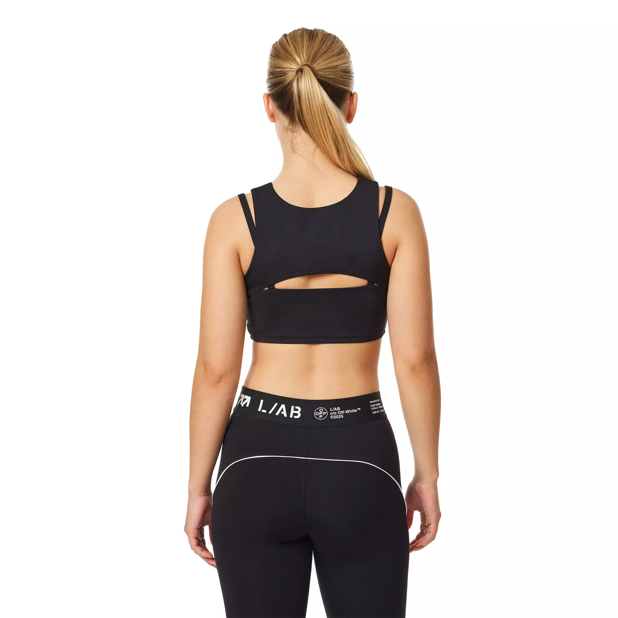 L/AB c/o Off-White Women's Cut-Out Logo Crop Top - BLACK/WHITE
