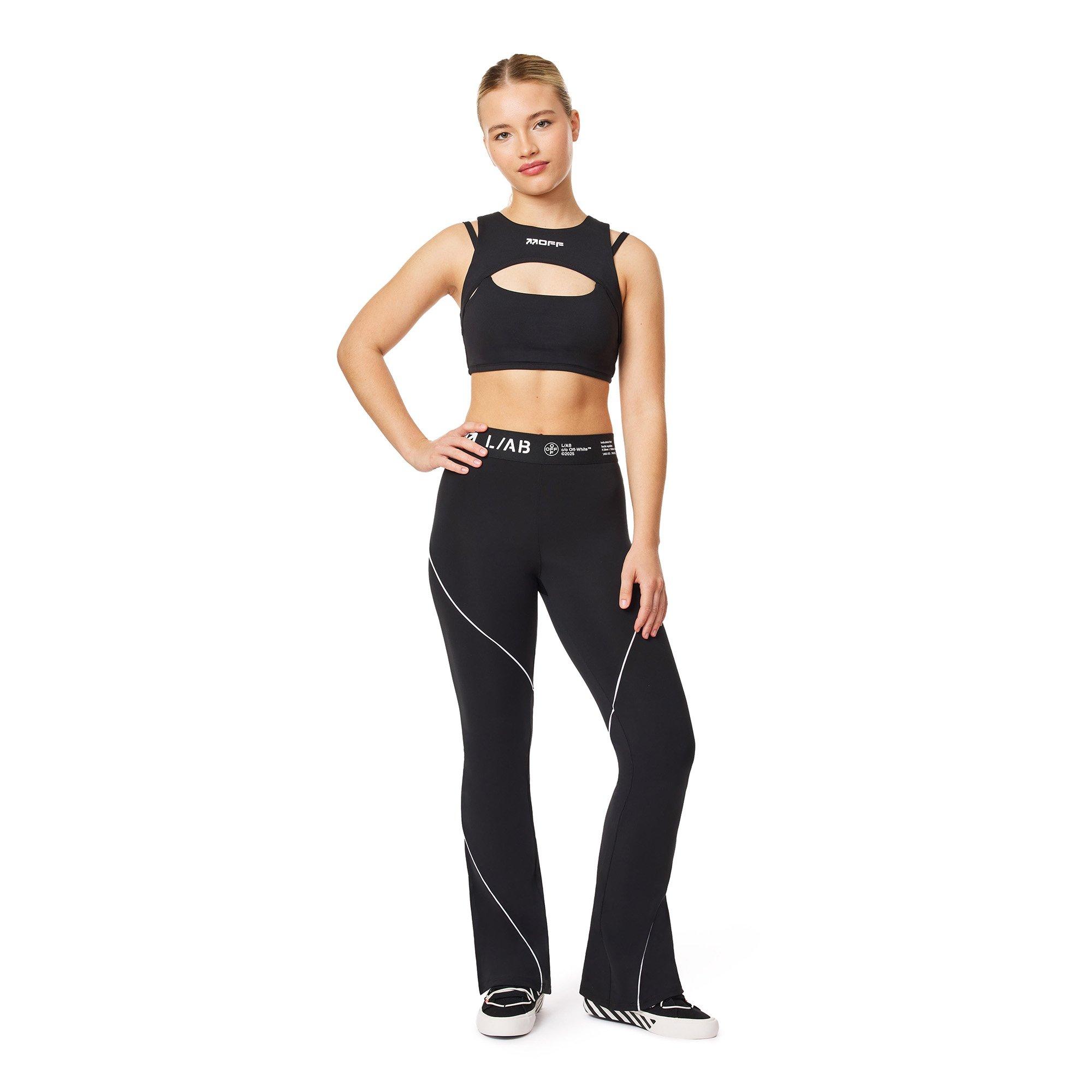 L/AB c/o Off-White Women's Cut-Out Logo Crop Top - BLACK/WHITE Thumbnail View 5