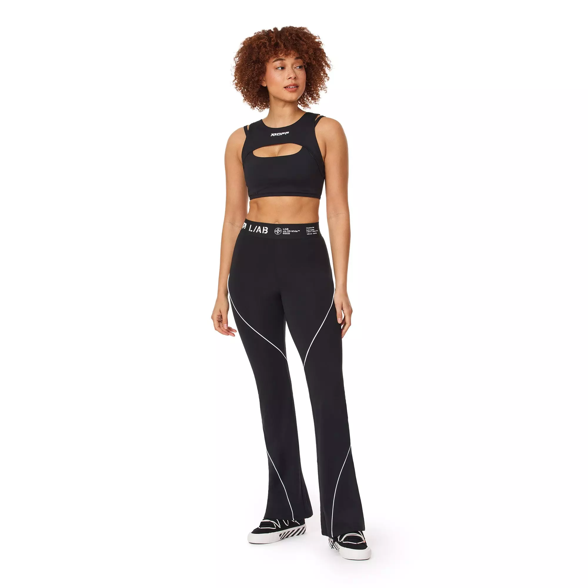 L/AB c/o Off-White Women's Bootcut Leggings - BLACK/WHITE
