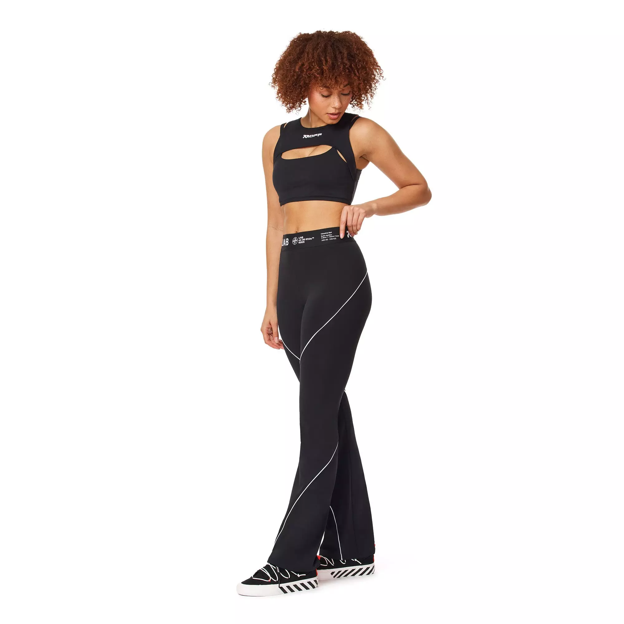 L/AB c/o Off-White Women's Bootcut Leggings - BLACK/WHITE