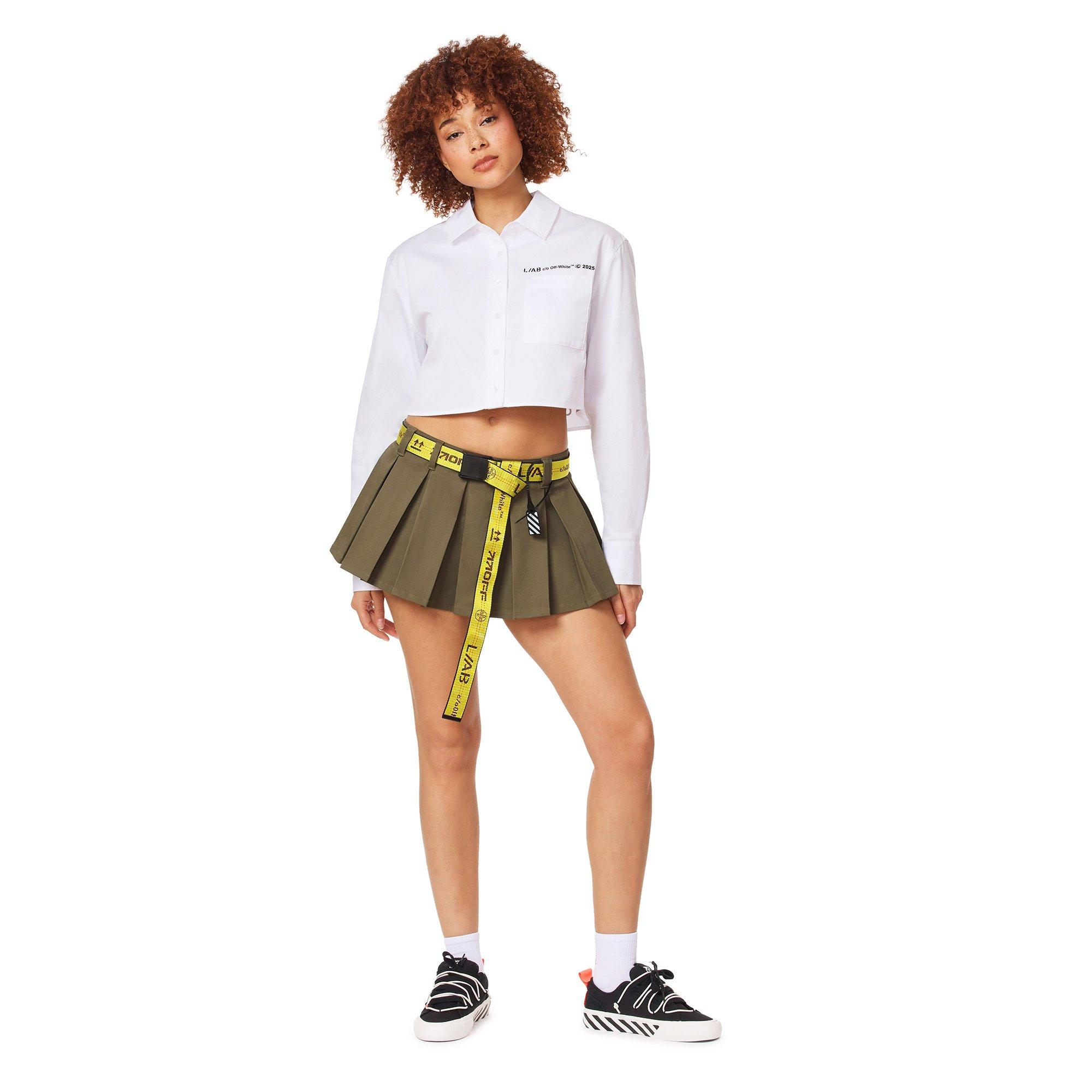 L/AB c/o Off-White Women's Twill Mini Skirt with Belt - OLIVE